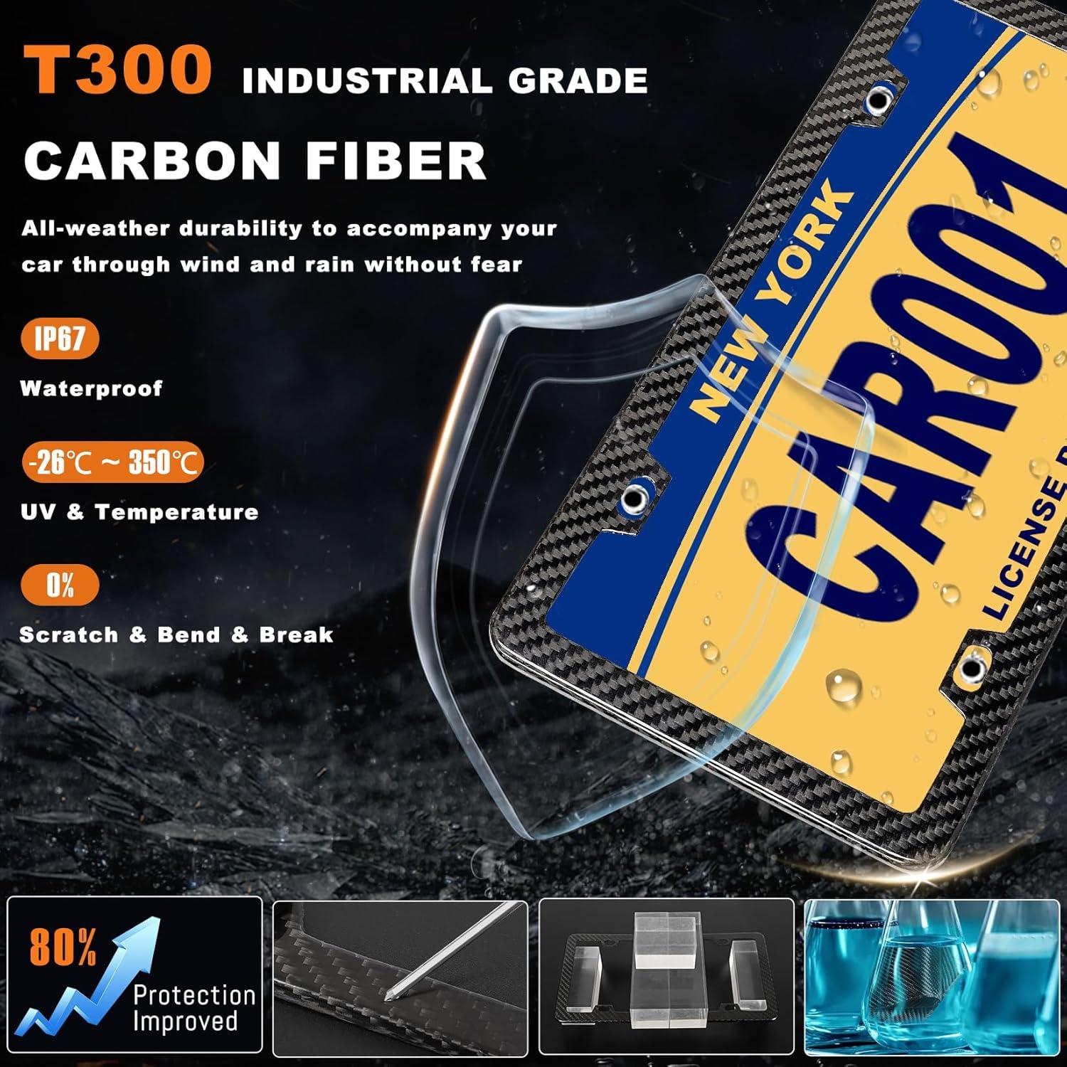 Marco de Placa de Licencia HIBRONGO Fibra de Carbono 100% Puro