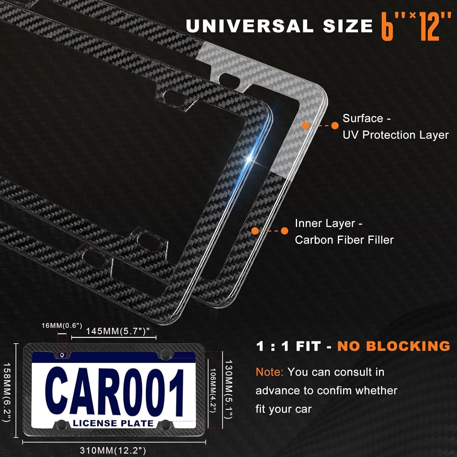 Marco de Placa de Licencia HIBRONGO Fibra de Carbono 100% Puro