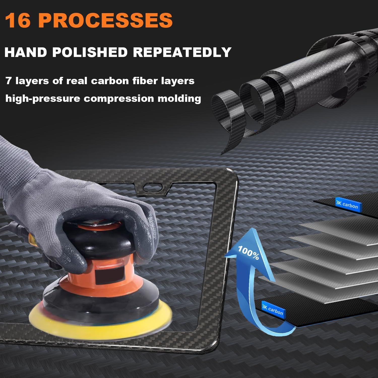 Marco de Placa de Licencia HIBRONGO Fibra de Carbono 100% Puro