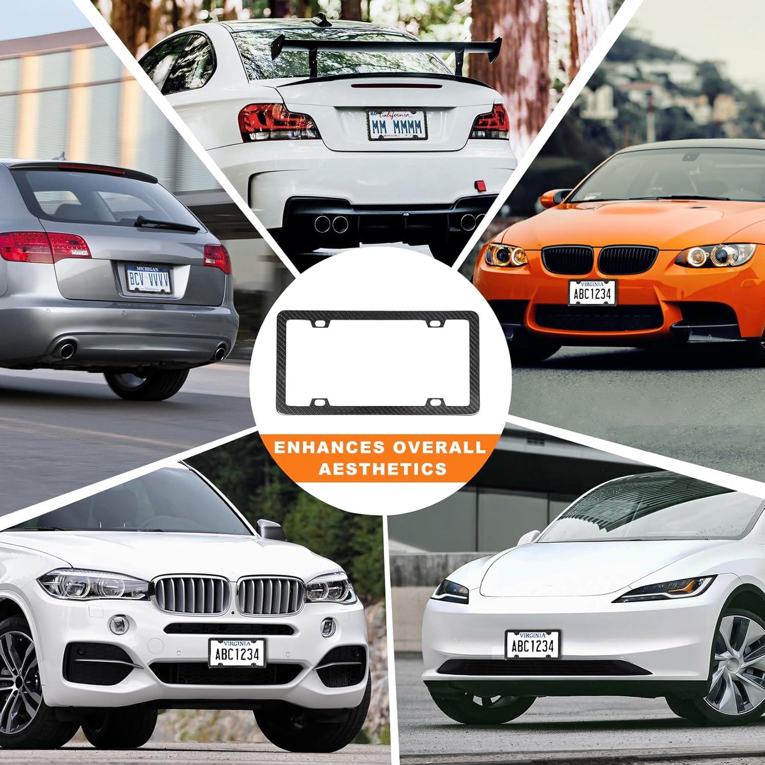 Marco de Placa de Licencia HIBRONGO Fibra de Carbono 100% Puro