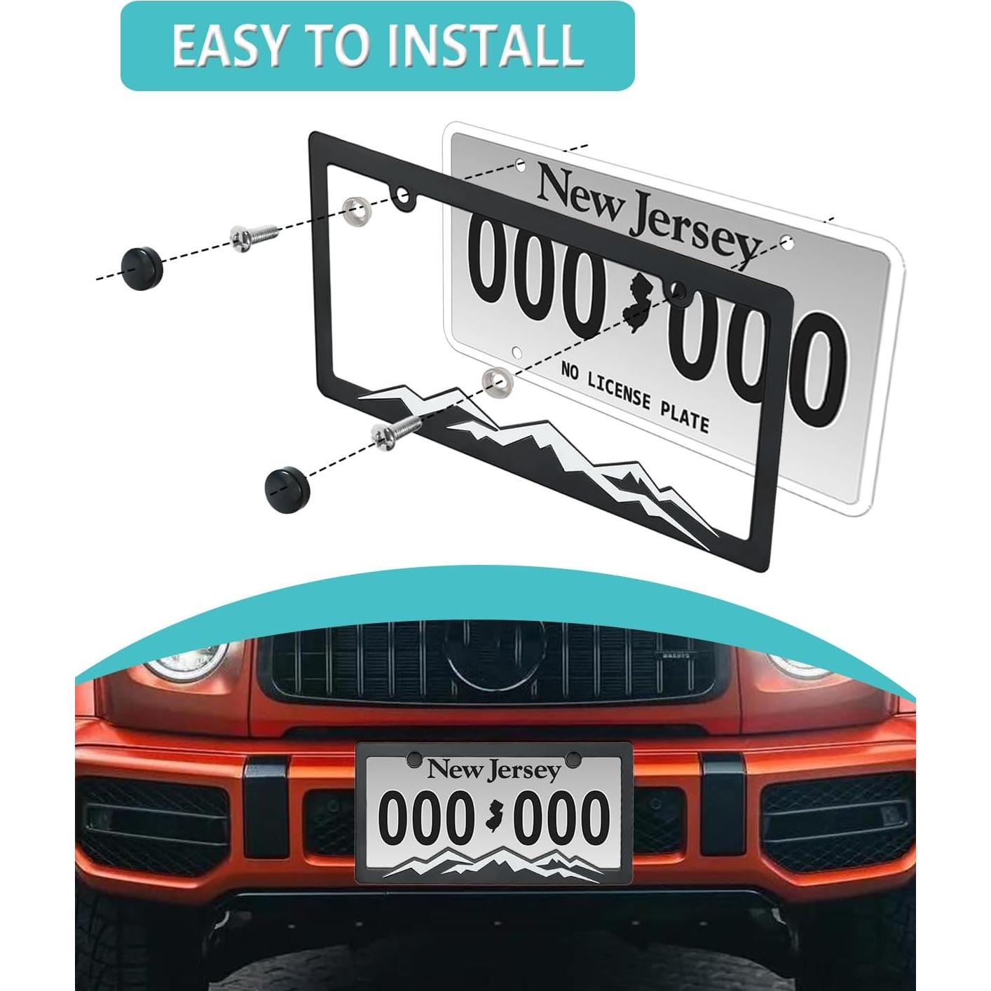 Marco de Placa de Licencia NJNYLLC Blanco Universal 30.5x15.2cm