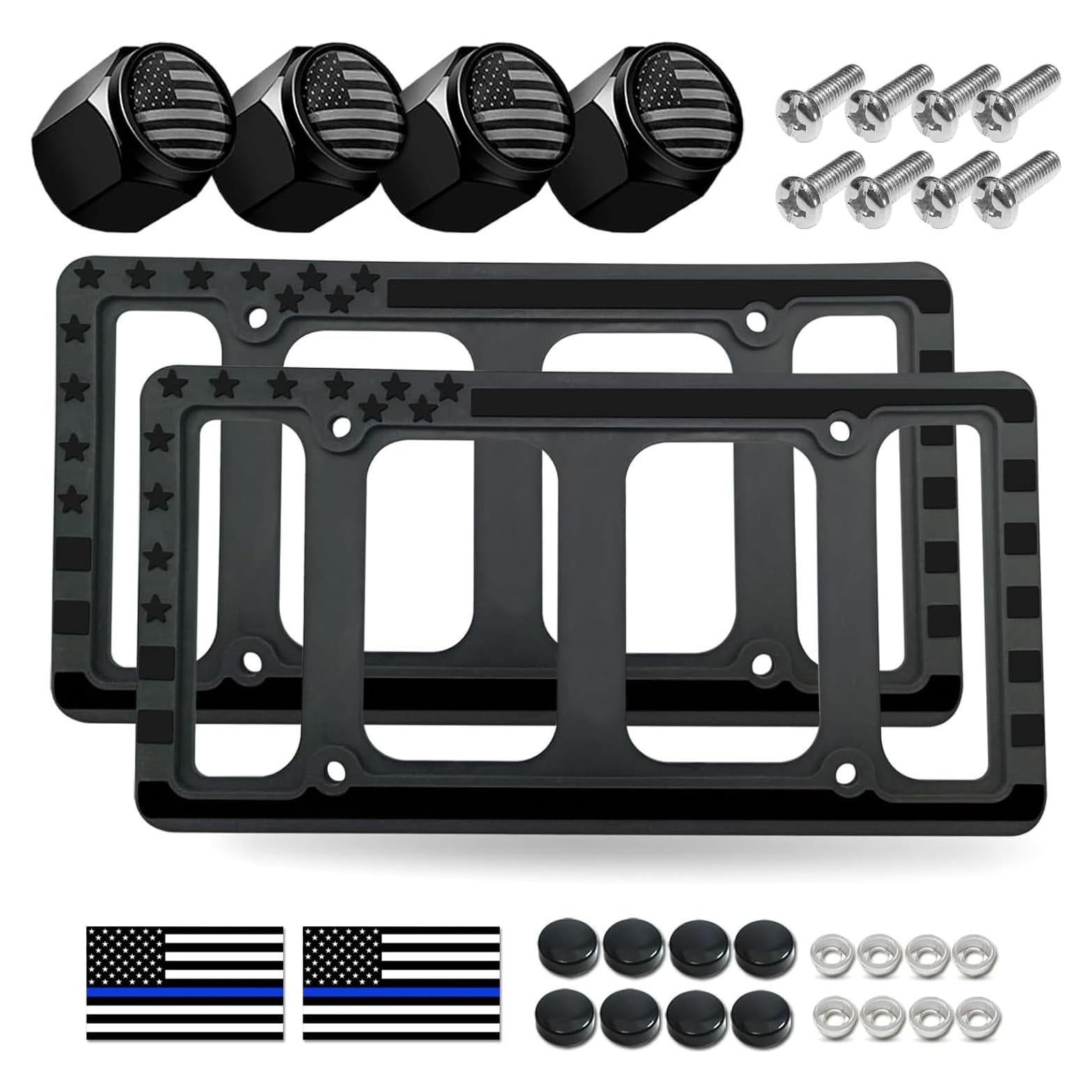 Marco de Placa de Licencia Silicona FBJTDQ Bandera EE. UU. 2 Pzas