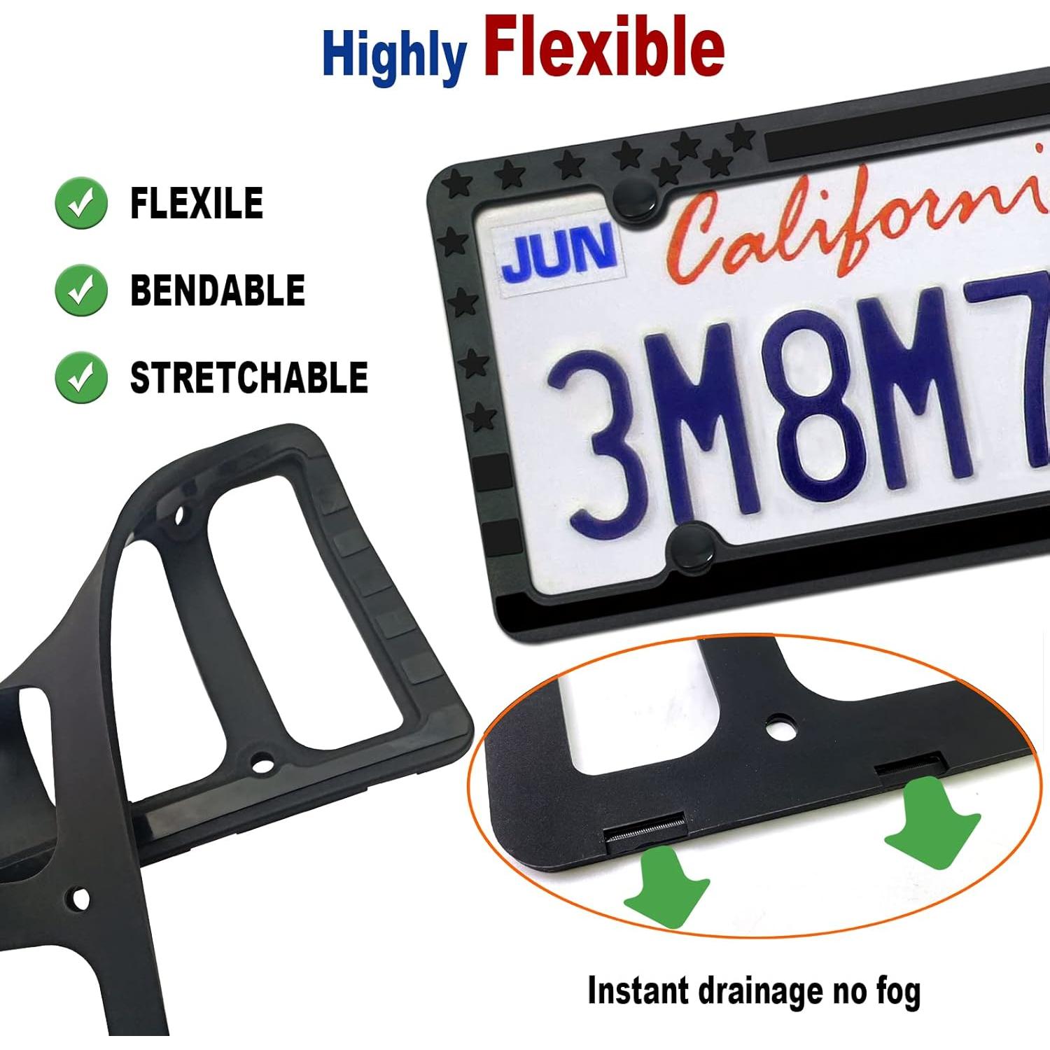 Marco de Placa de Licencia Silicona FBJTDQ Bandera EE. UU. 2 Pzas