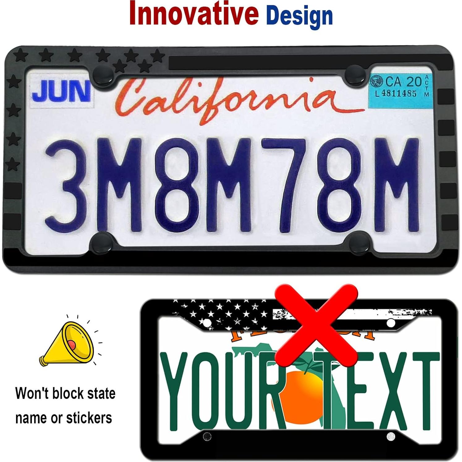 Marco de Placa de Licencia Silicona FBJTDQ Bandera EE. UU. 2 Pzas