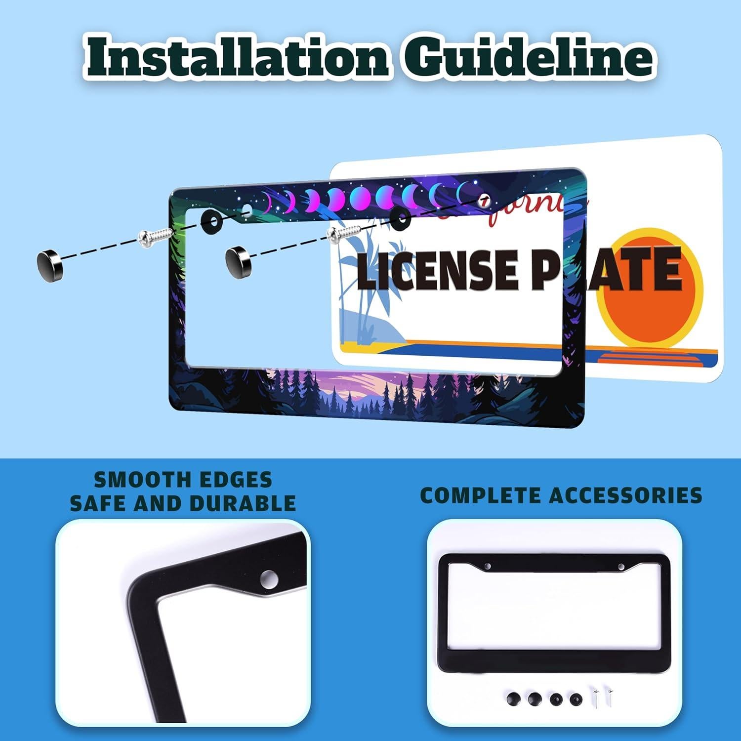 Marco de Placa de Licencia TINALUIN Acero Inoxidable 16x30.9cm