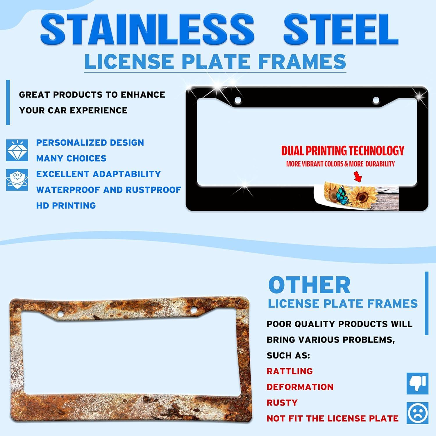 Marco de Placa de Licencia TINALUIN Acero Inoxidable 16x30.9cm