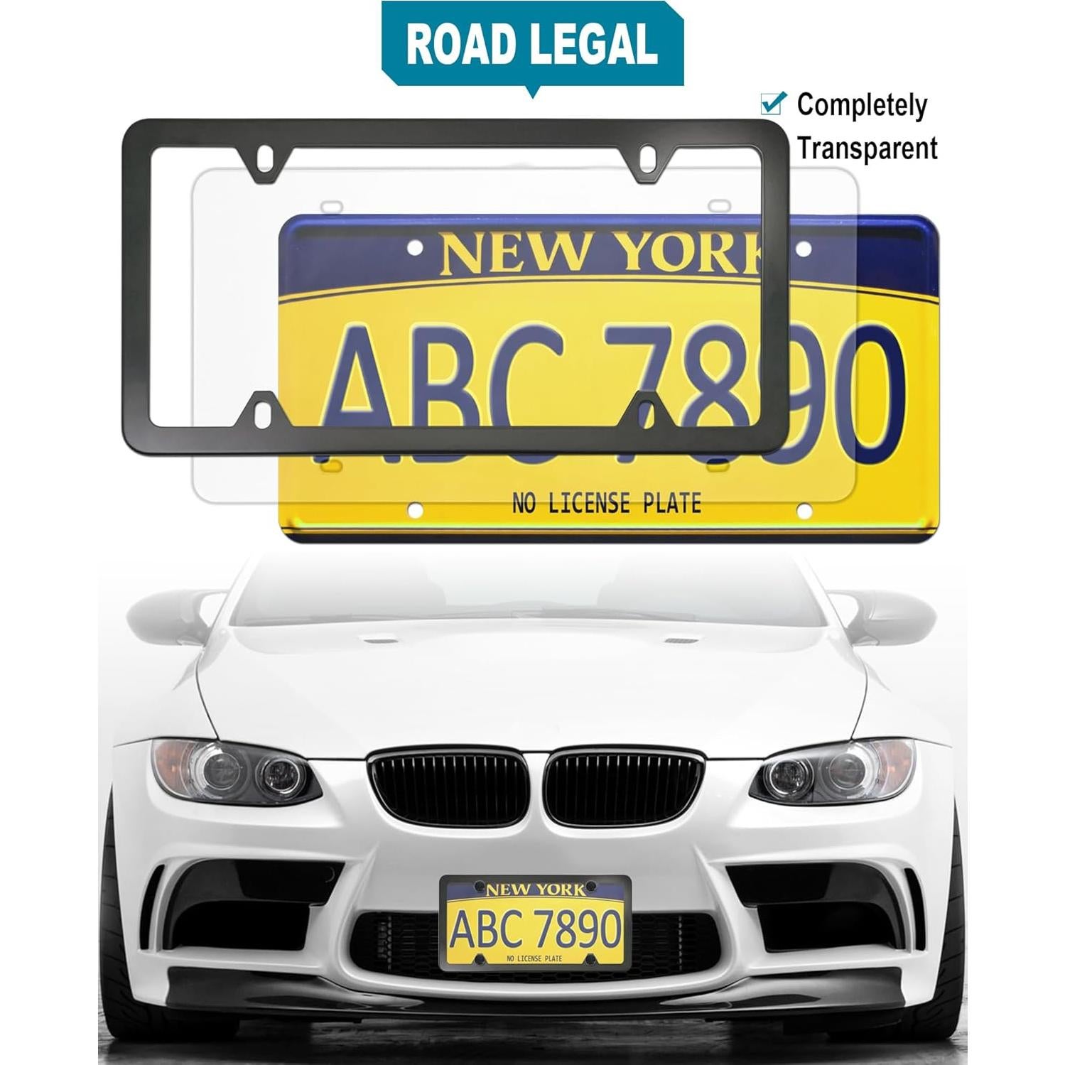 Cubierta de Placa de Licencia RCKJNJ Transparente y Marco Negro