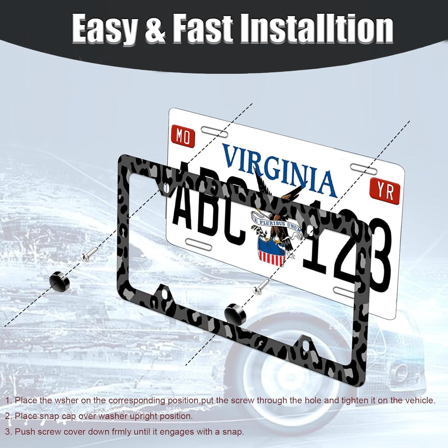 Marco de Placa de Licencia Ceckooty Leopardo Gris 31.2x16cm