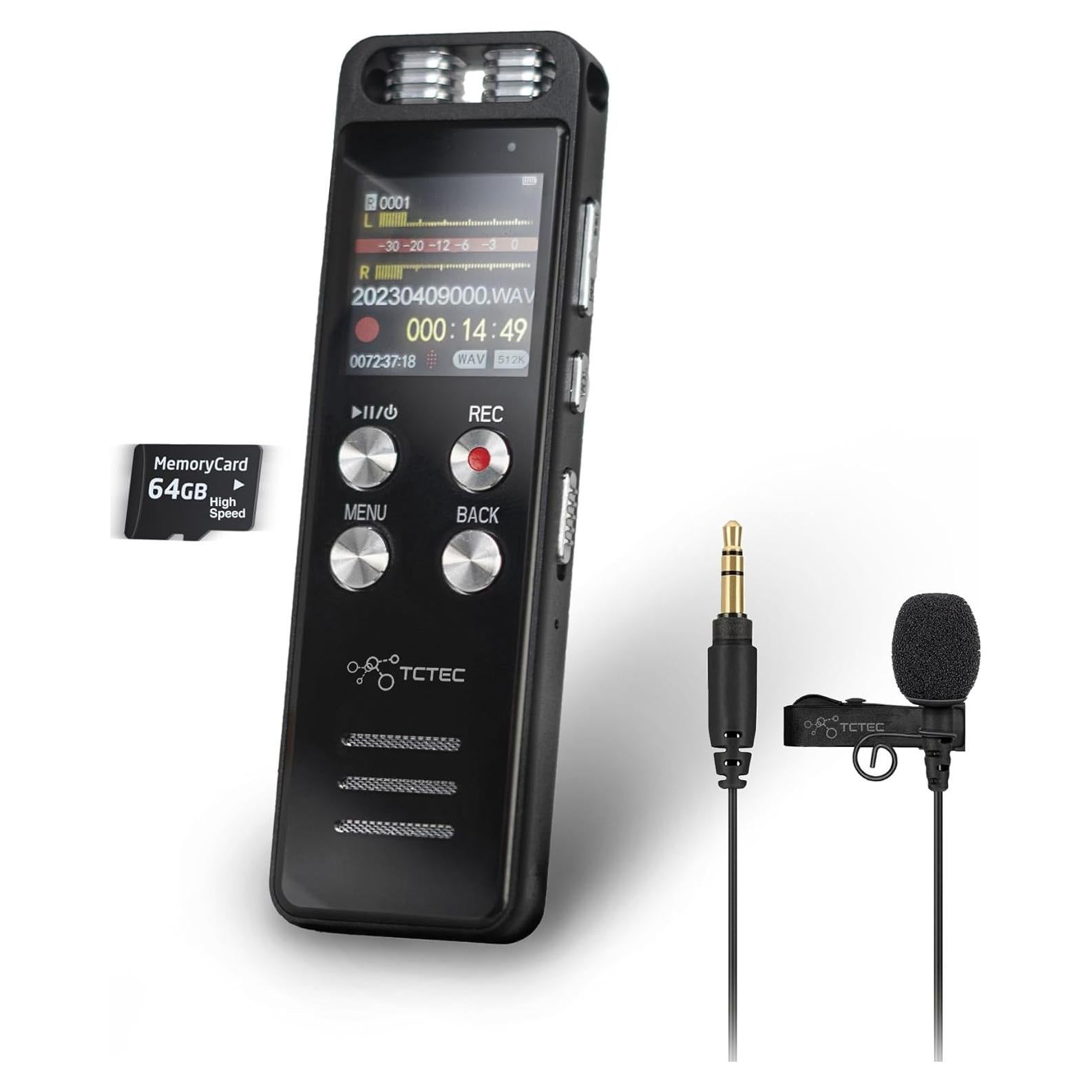 Grabadora de Voz Digital TCTEC 96GB con Reducción de Ruido