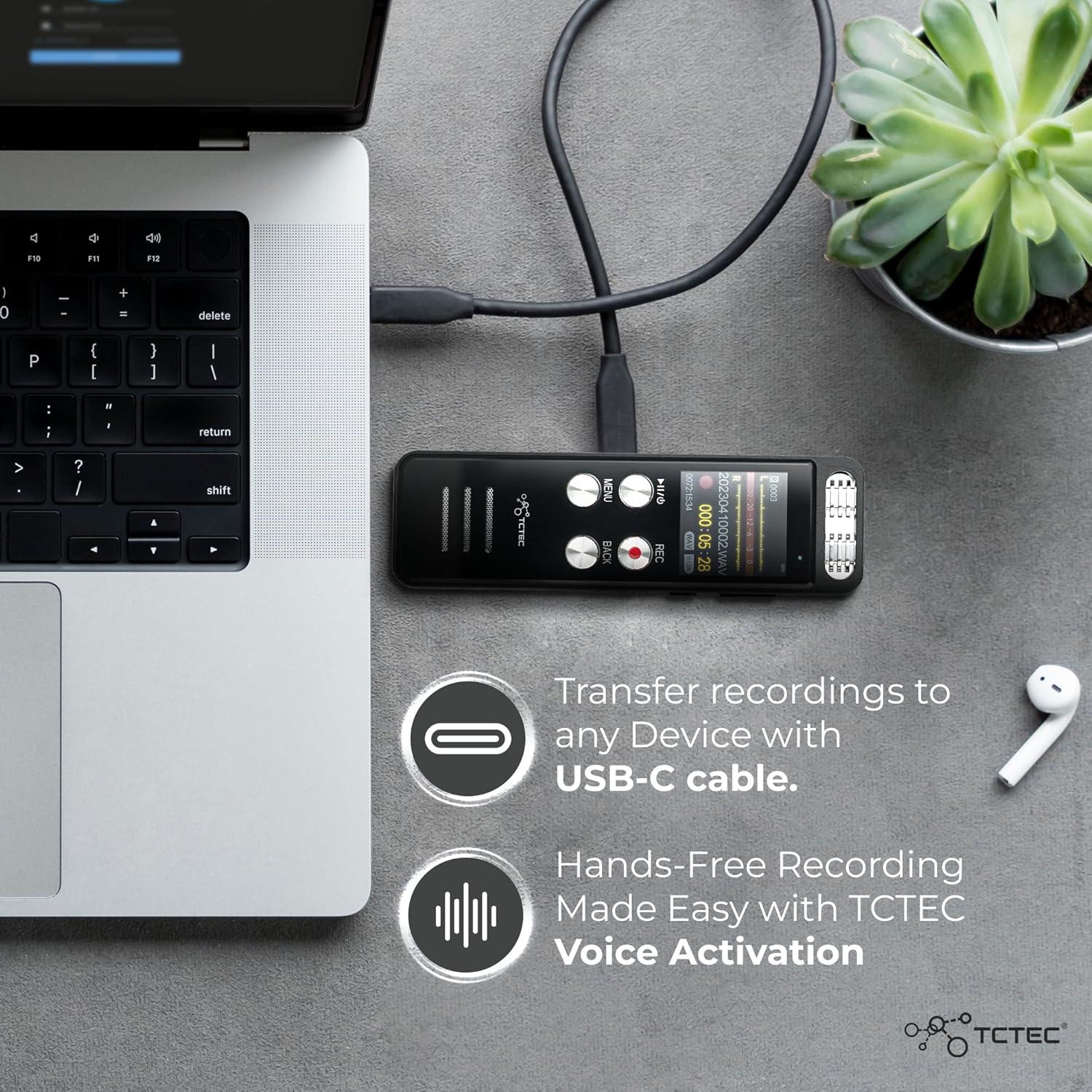 Grabadora de Voz Digital TCTEC 96GB con Reducción de Ruido