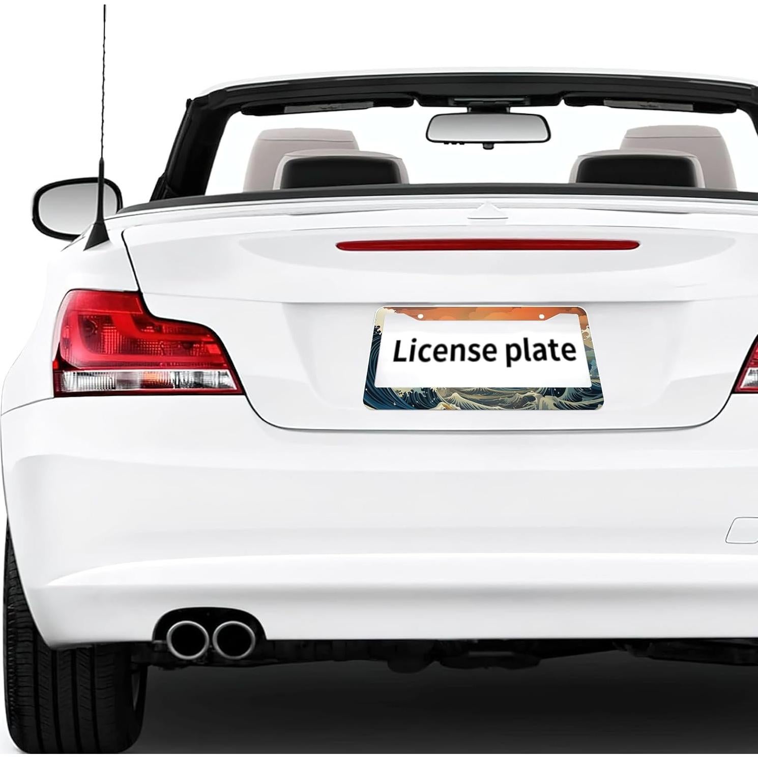 Marco de Placa de Licencia Aluminio LBHGUJGUG Olas del Océano 2 Pzas