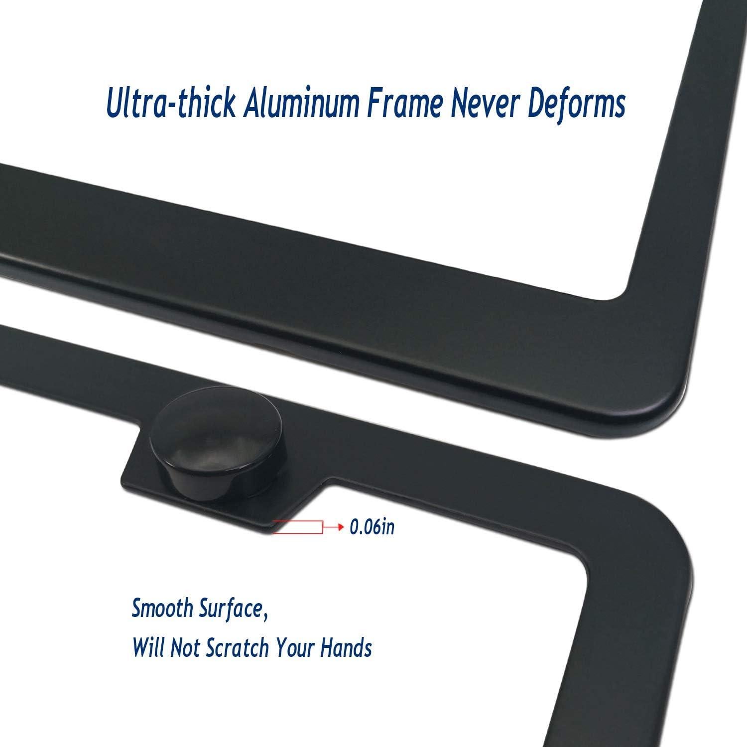 Marco de Placa de Licencia Antirrobo Aootf - Aluminio Negro 2 Pzas