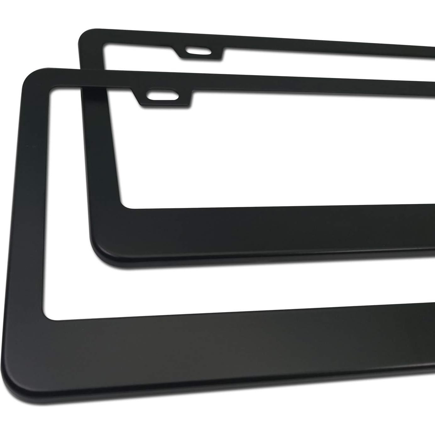 Marco de Placa de Licencia Antirrobo Aootf - Aluminio Negro 2 Pzas