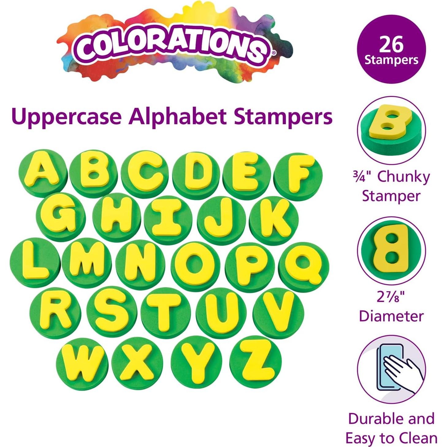 Set de 26 Sellos de Alfabeto en Mayúsculas Coloraciones