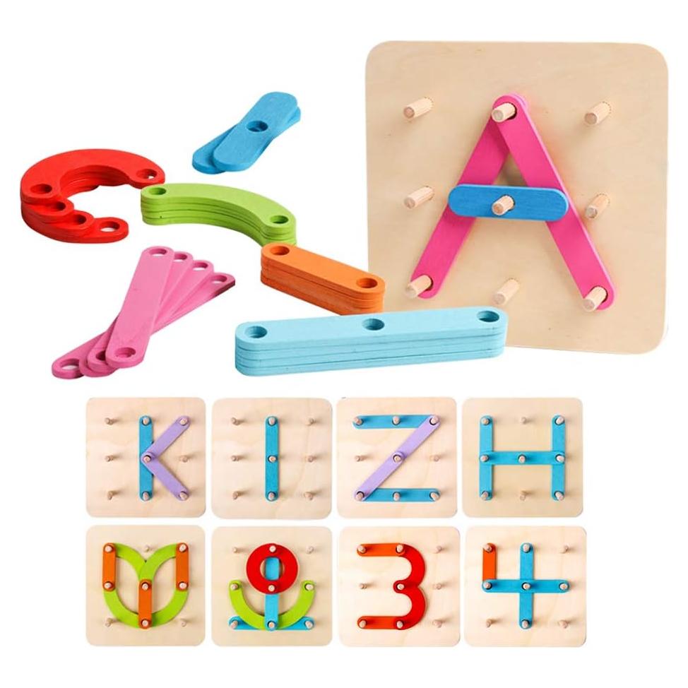 Juego de Construcción de Letras y Números Kizh - 26 Piezas de Madera