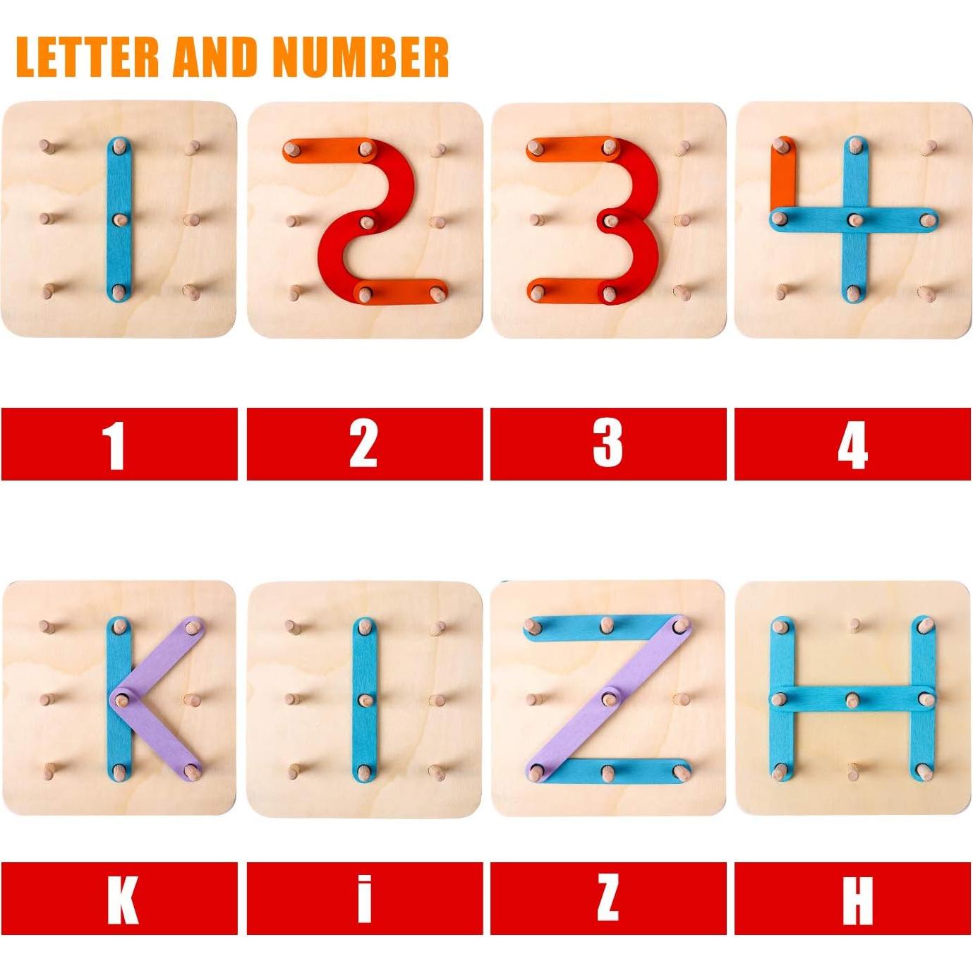 Juego de Construcción de Letras y Números Kizh - 26 Piezas de Madera