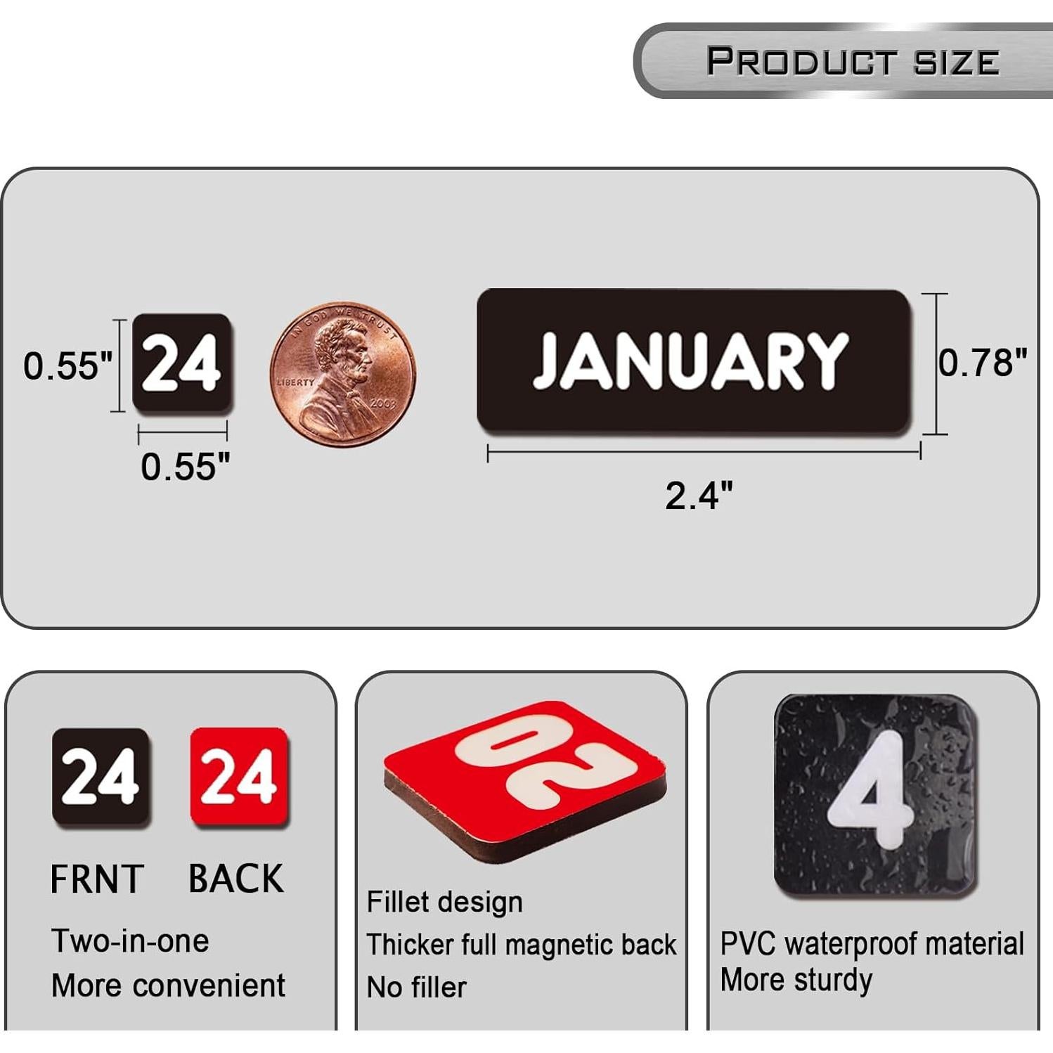 Números y Meses Magnéticos Doble Cara Magrooyar 1.4 cm