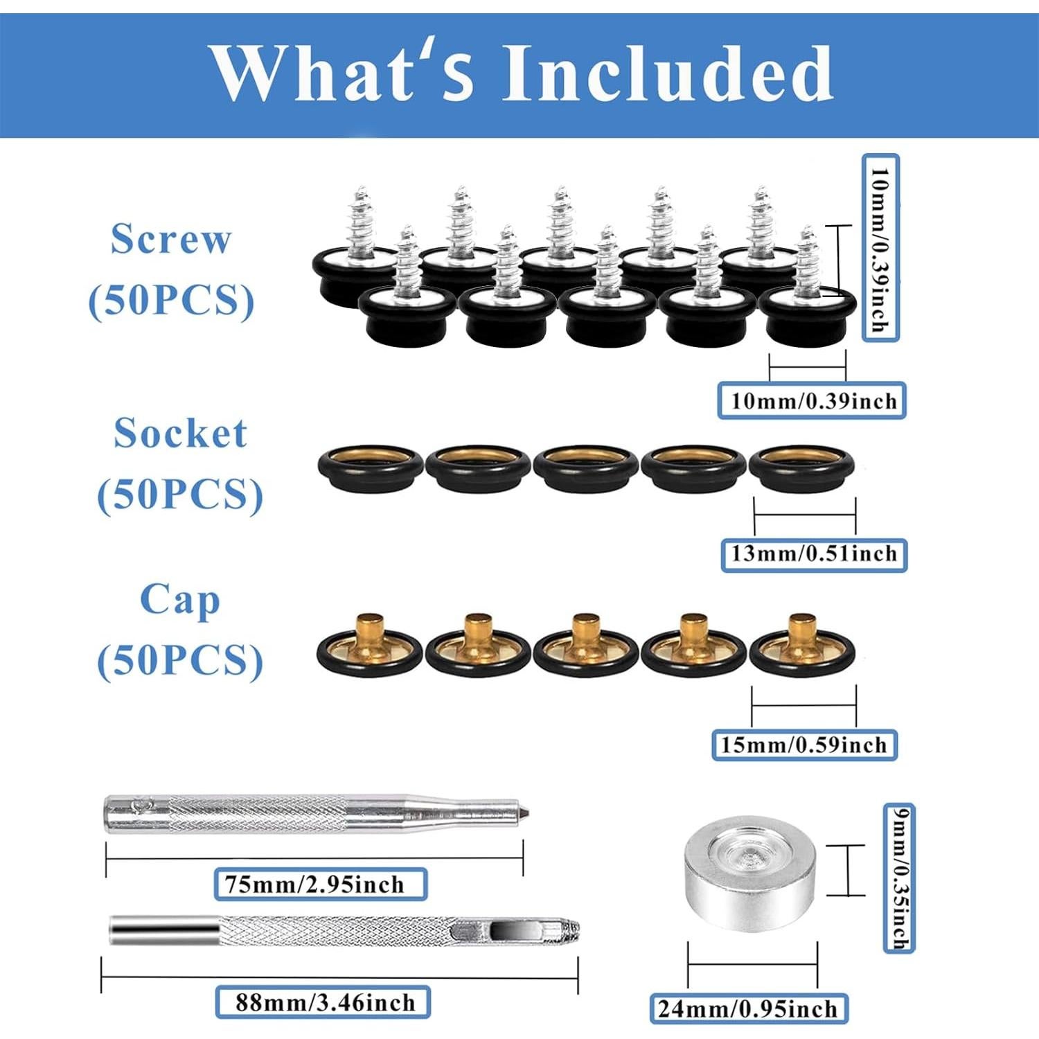 Kit de Botones de Lona GTAAOY 150 Piezas Acero Inoxidable 10mm