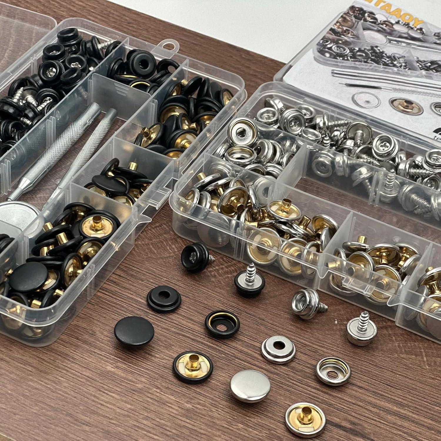 Kit de Botones de Lona GTAAOY 150 Piezas Acero Inoxidable 10mm