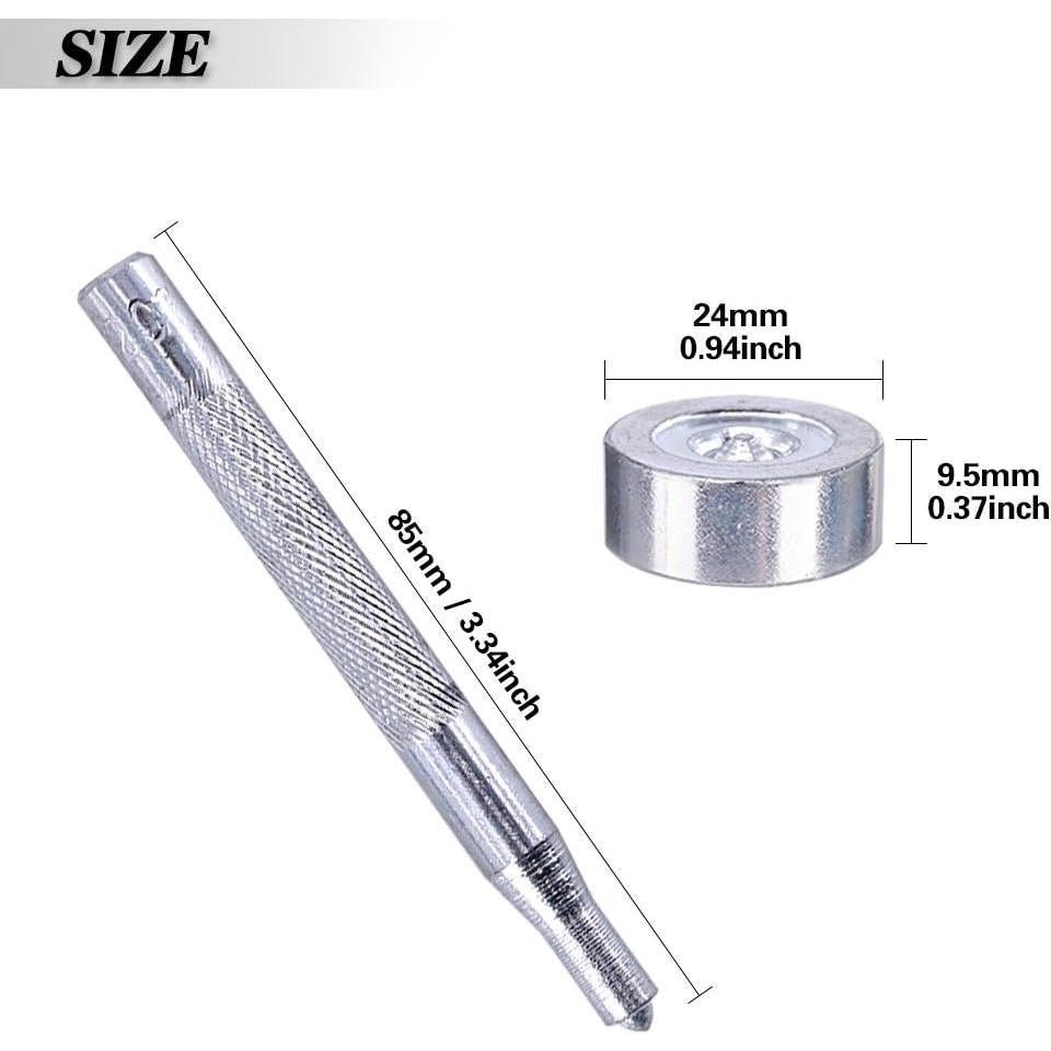 Kit de Botones a Presión Glarks 120 Piezas Acero Inoxidable Negro