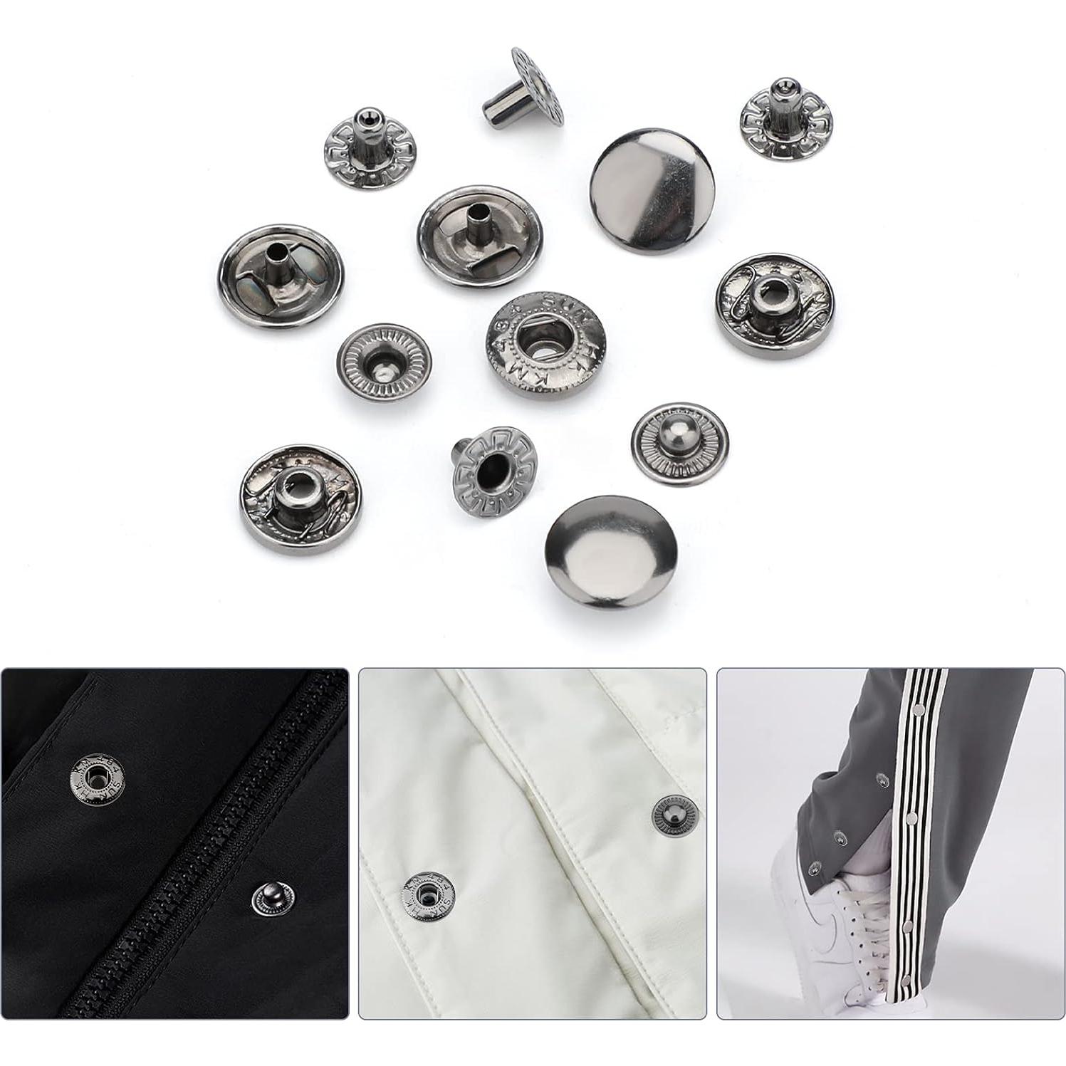 Kit de Botones a Presión Luter 12 Sets 15mm Metálicos Negro