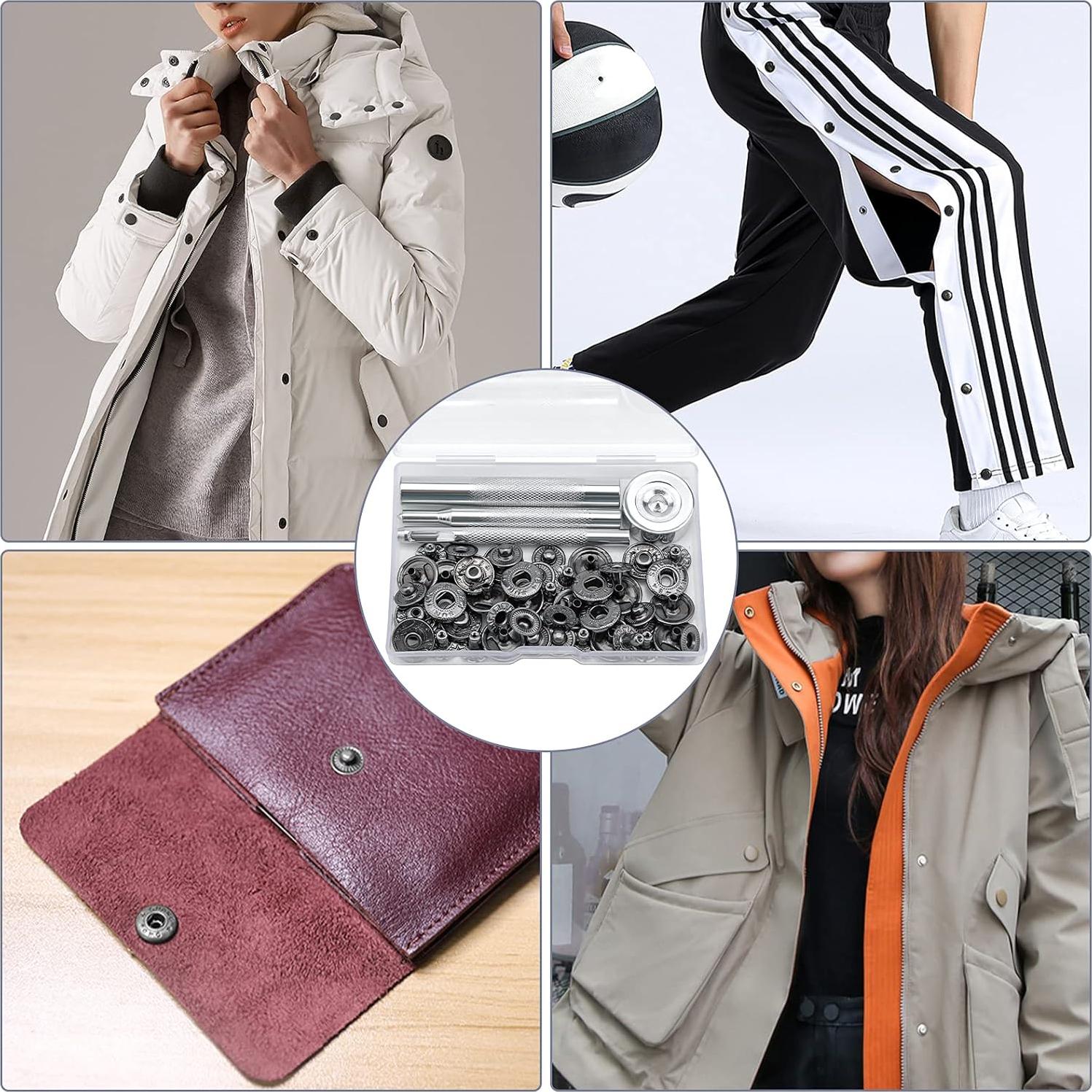 Kit de Botones a Presión Luter 12 Sets 15mm Metálicos Negro