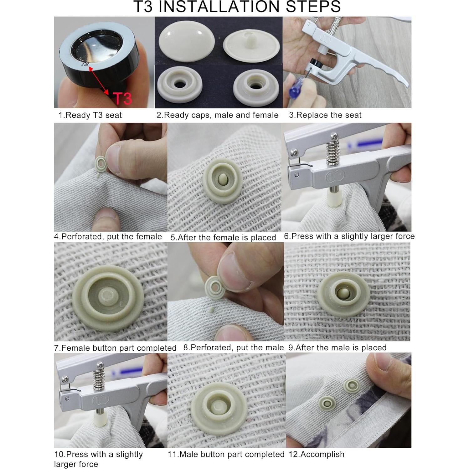 Kit de Broches KAM 504 Piezas BetterJonny para Manualidades