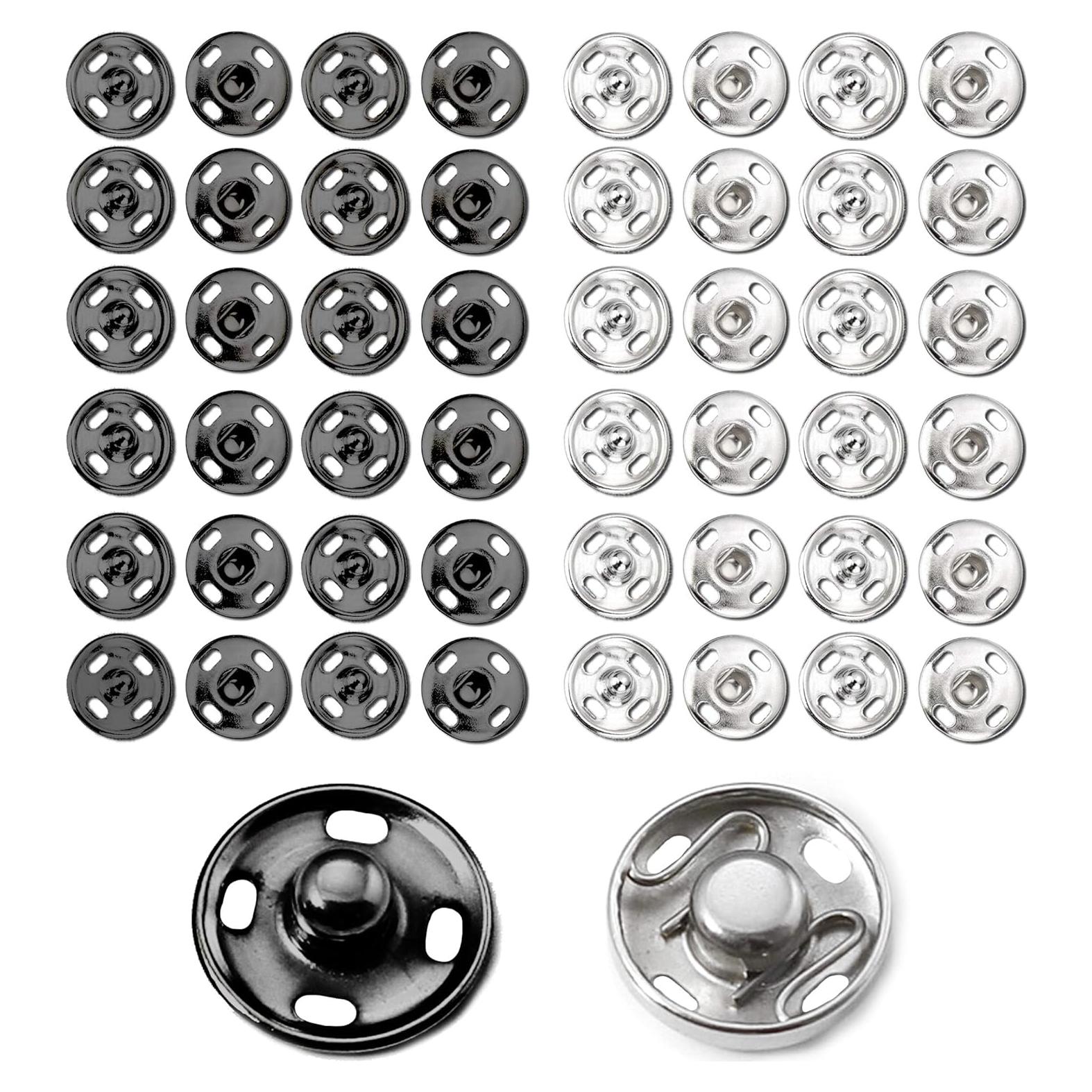 Botones a Presión Beadnova 10mm Negro y Níquel - 100 Conjuntos