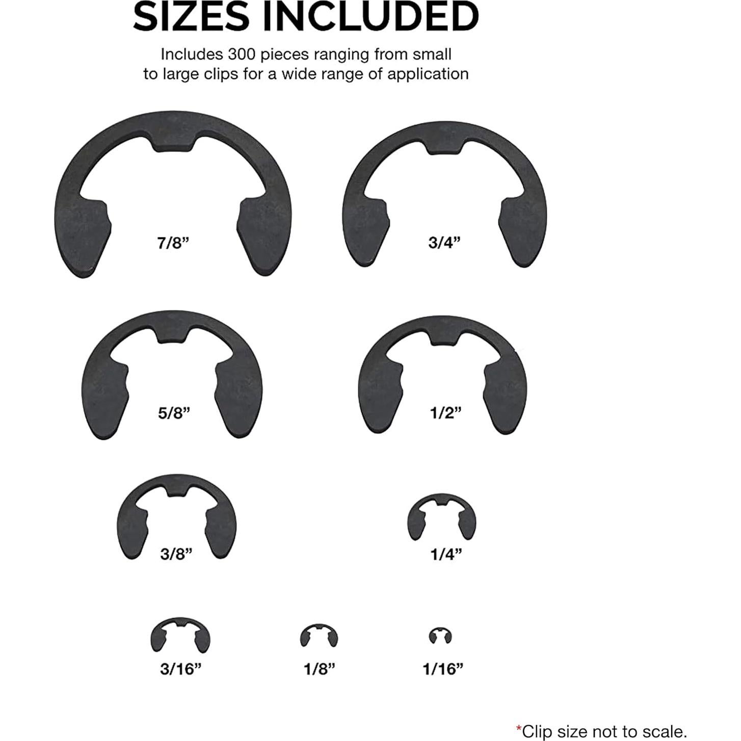 Juego de Clips de Retención NEIKO 50455A - 300 Piezas E-Clip