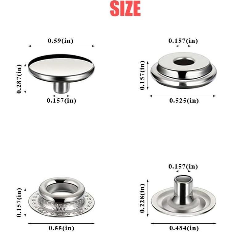 Kit de 240 Broches de Presión Acero Inoxidable 15mm Fancypost