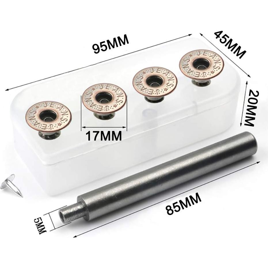 20 Botones de Jeans de Metal FANDOL 17mm Kit de Reemplazo