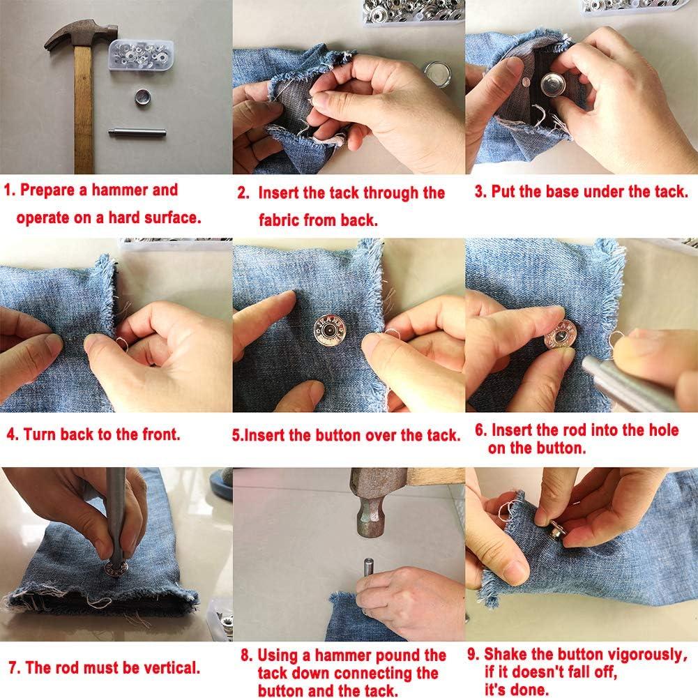 20 Botones de Jeans de Metal FANDOL 17mm Kit de Reemplazo