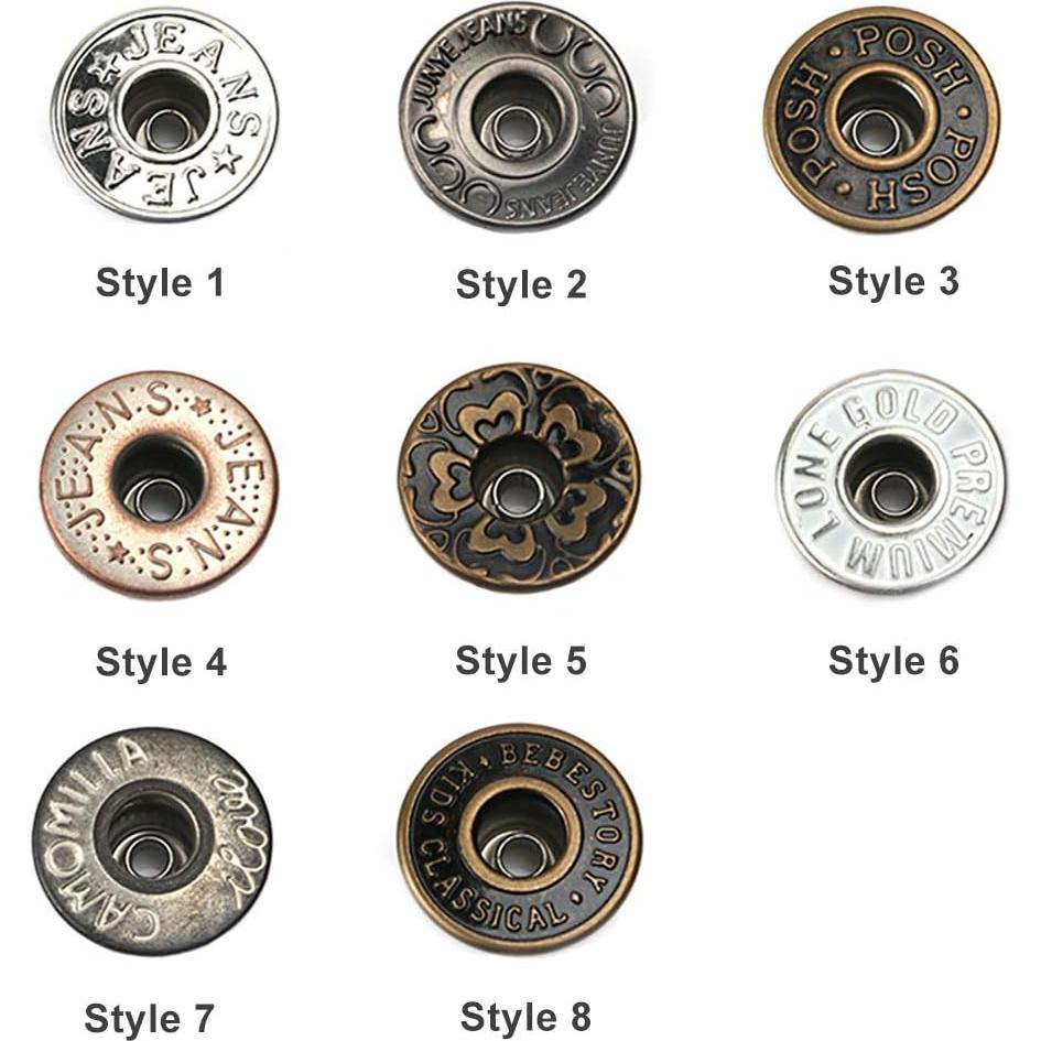 20 Botones de Jeans de Metal FANDOL 17mm Kit de Reemplazo