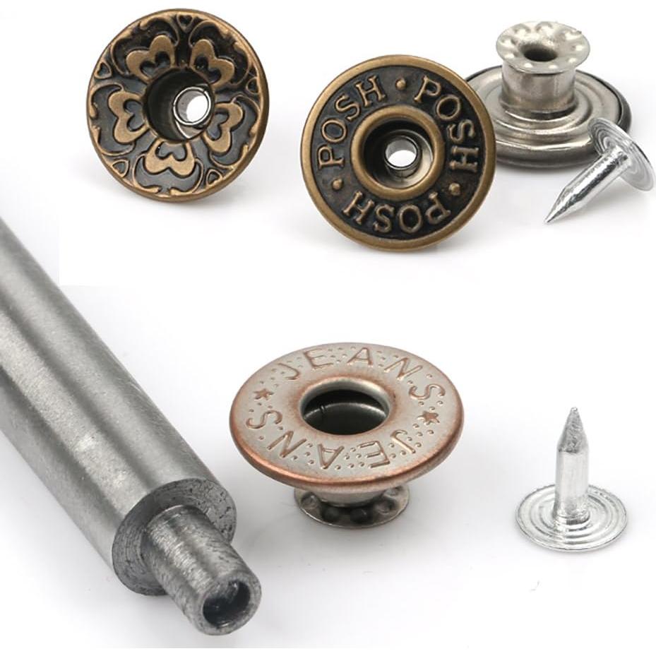 20 Botones de Jeans de Metal FANDOL 17mm Kit de Reemplazo