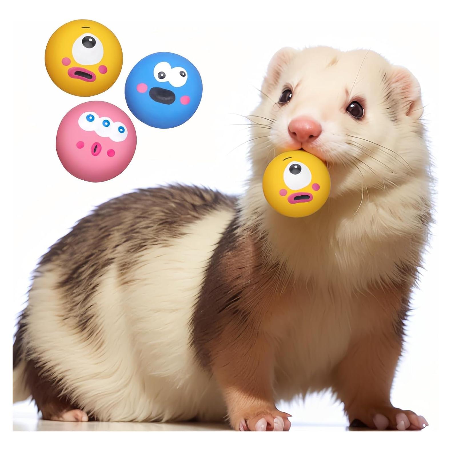 Juguetes de Goma Natural para Hurones BESNEW - 3 Bolas 6 cm