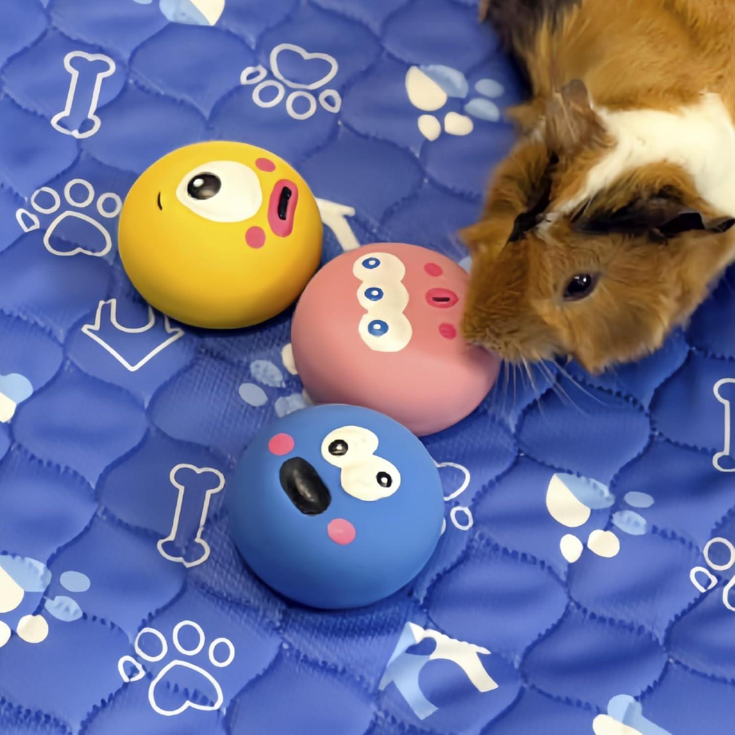 Juguetes de Goma Natural para Hurones BESNEW - 3 Bolas 6 cm