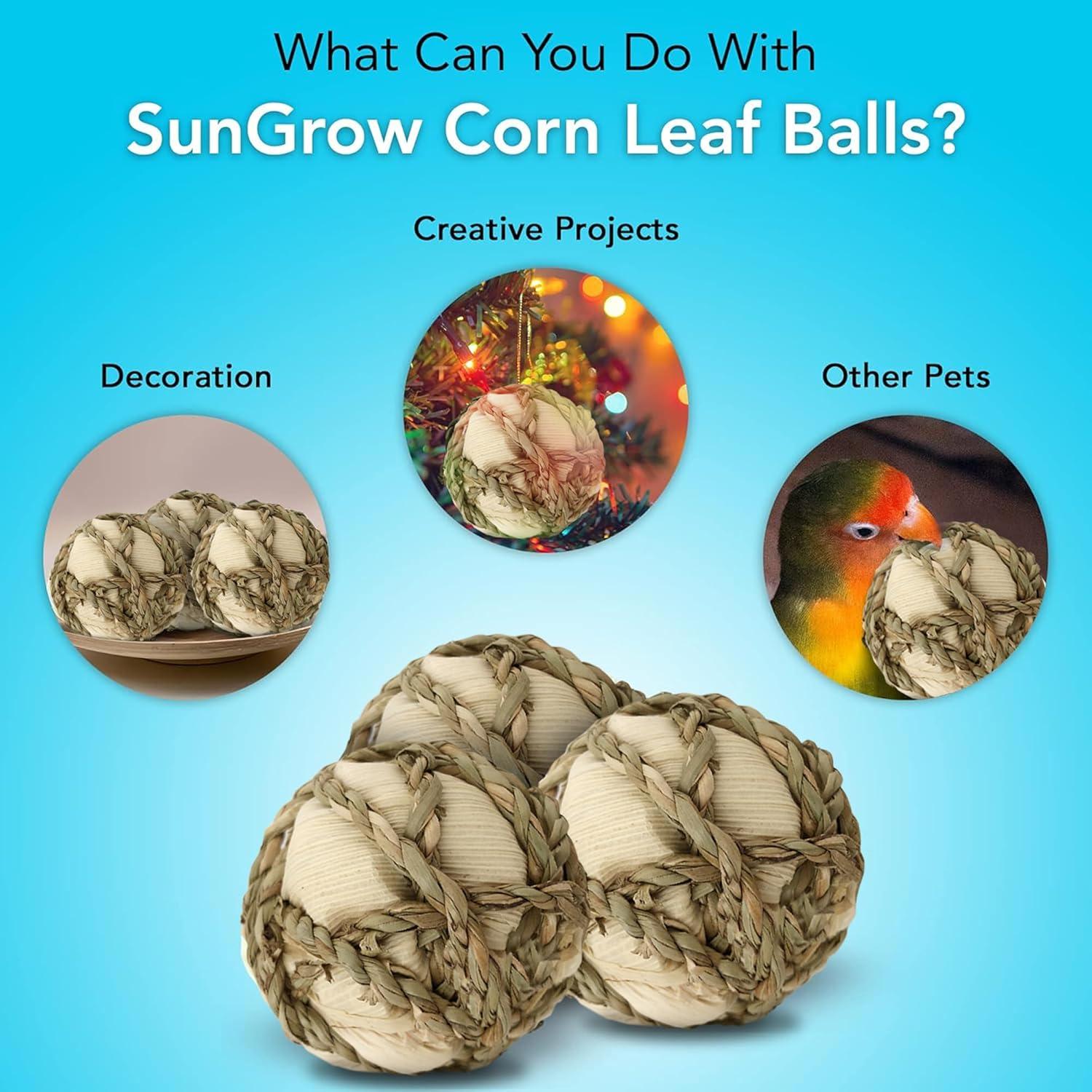 Bola de Hoja de Maíz SunGrow para Conejos y Mascotas - 6 Paquete