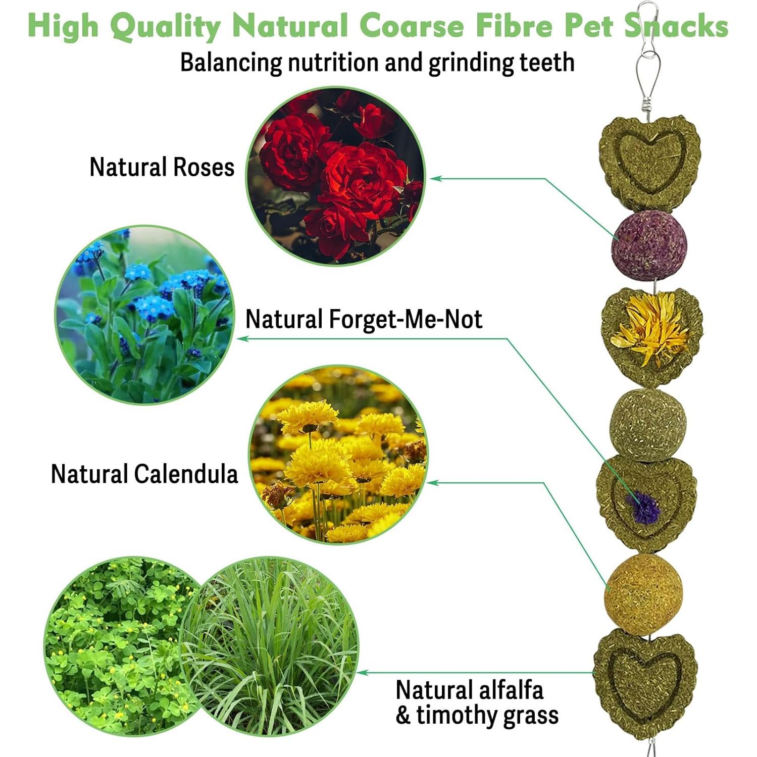 Juguetes de Masticar para Conejos Kathson - 3 Piezas Heno Timothy