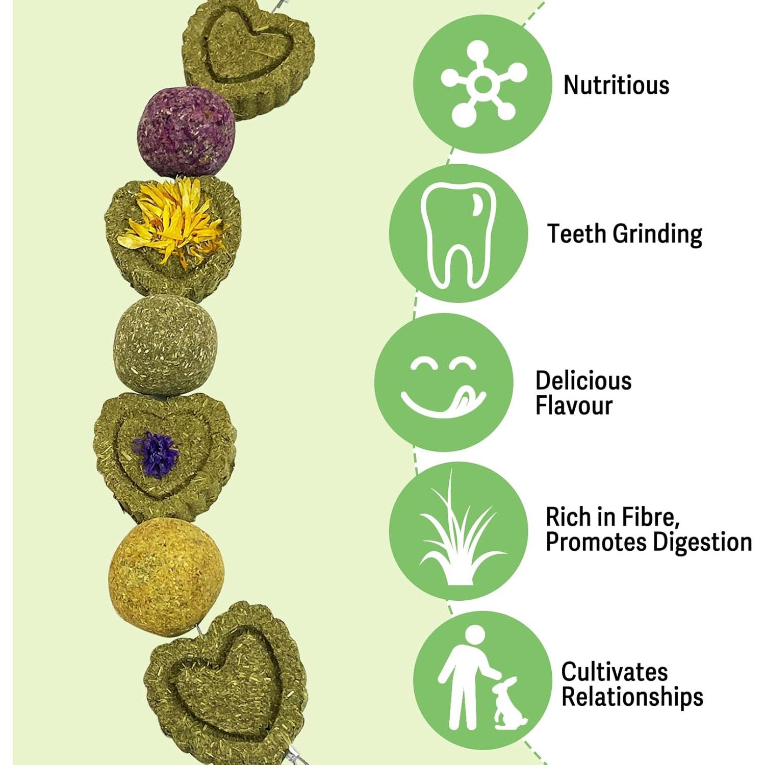 Juguetes de Masticar para Conejos Kathson - 3 Piezas Heno Timothy