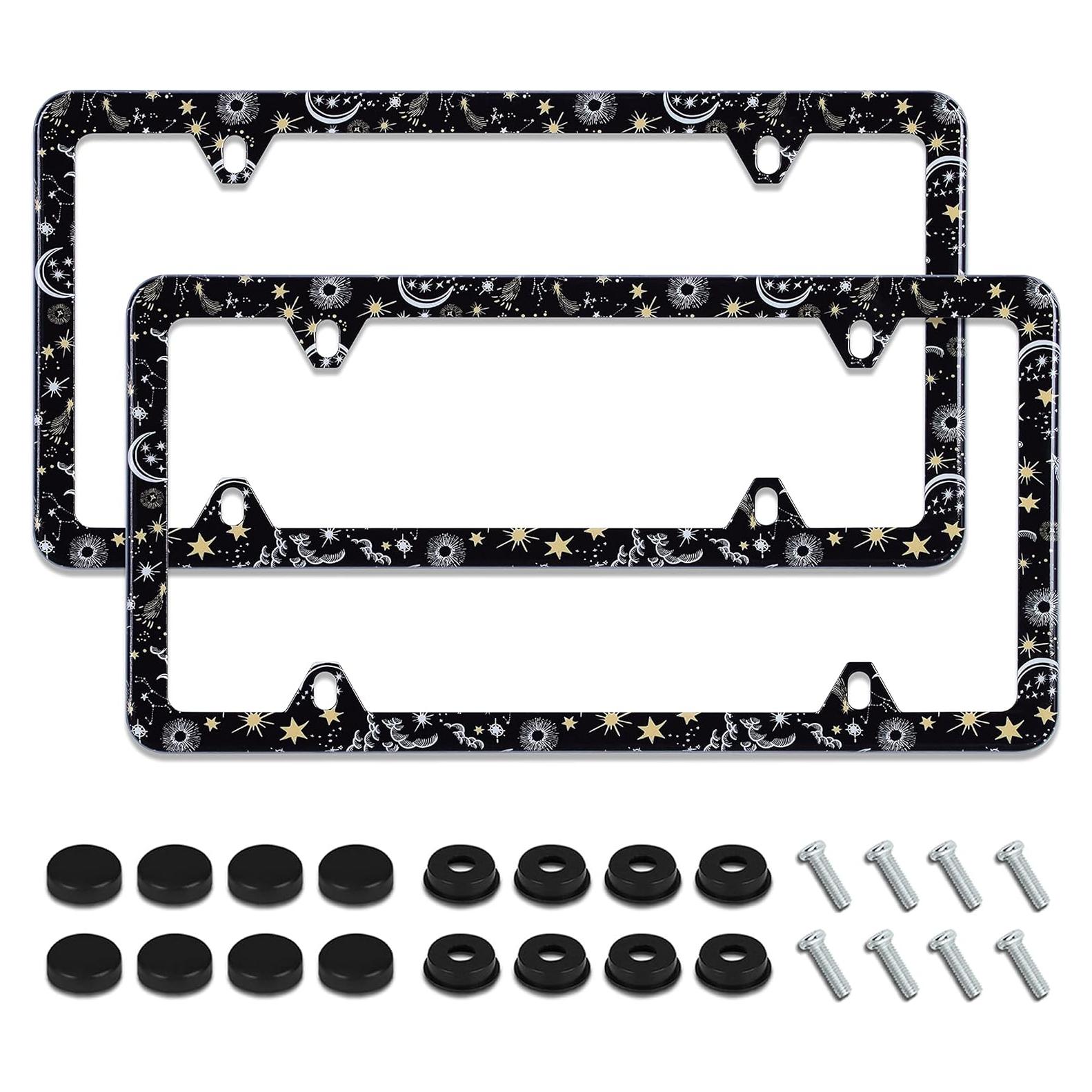2 Piezas Marco de Placa de Licencia UNINDREM Acero Inoxidable Galaxia