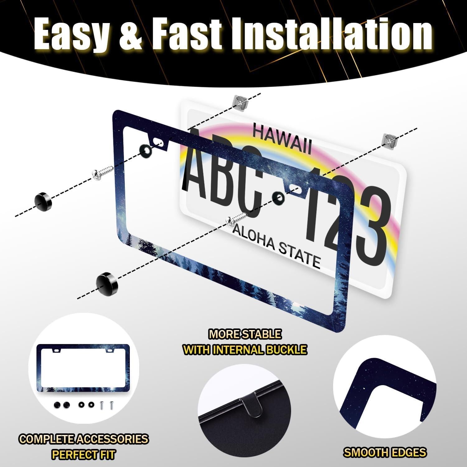 Marco de Placa de Licencia RNKATIH Acero Inoxidable 31.12x15.88cm