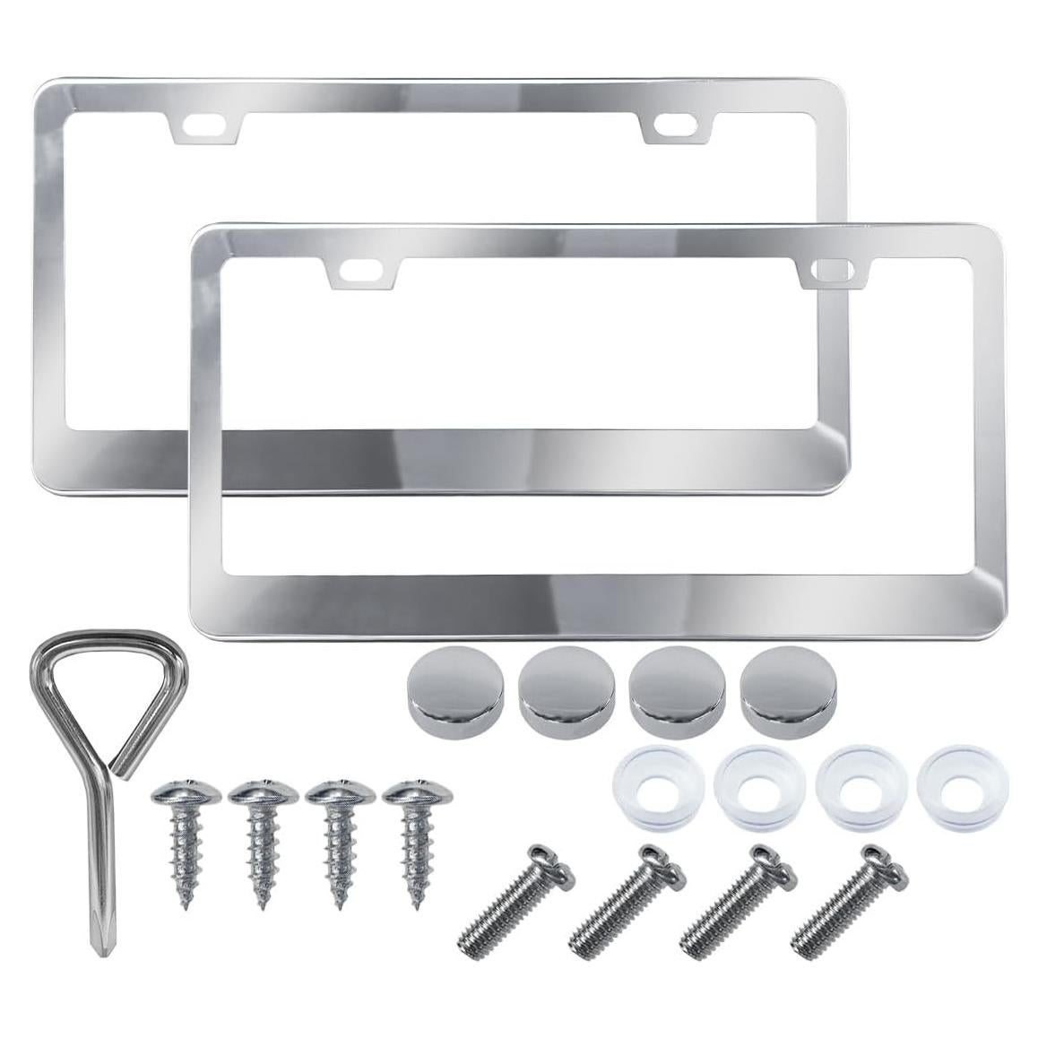 2 Marcos de Placa de Licencia de Acero Inoxidable LAINLOY Plata