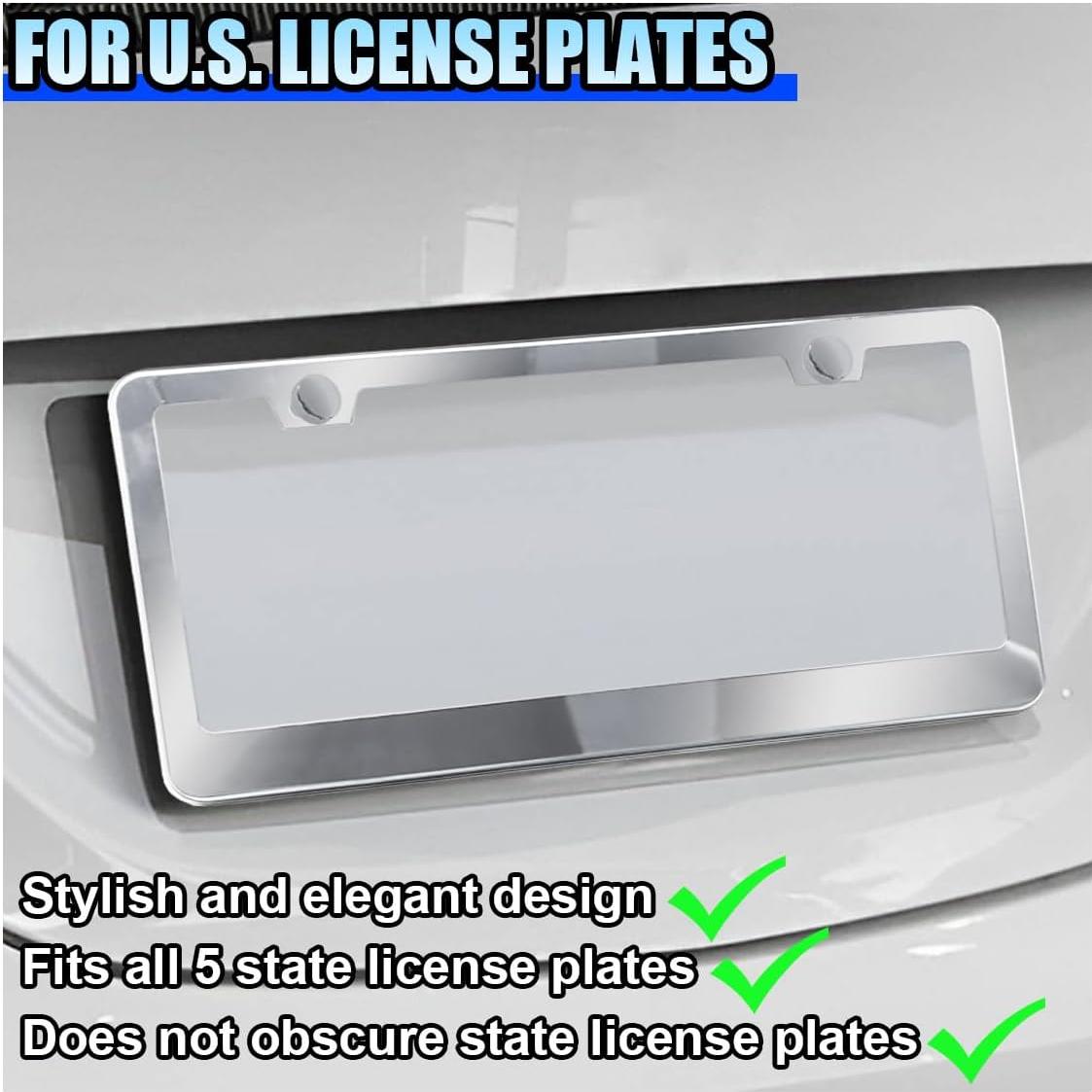 2 Marcos de Placa de Licencia de Acero Inoxidable LAINLOY Plata