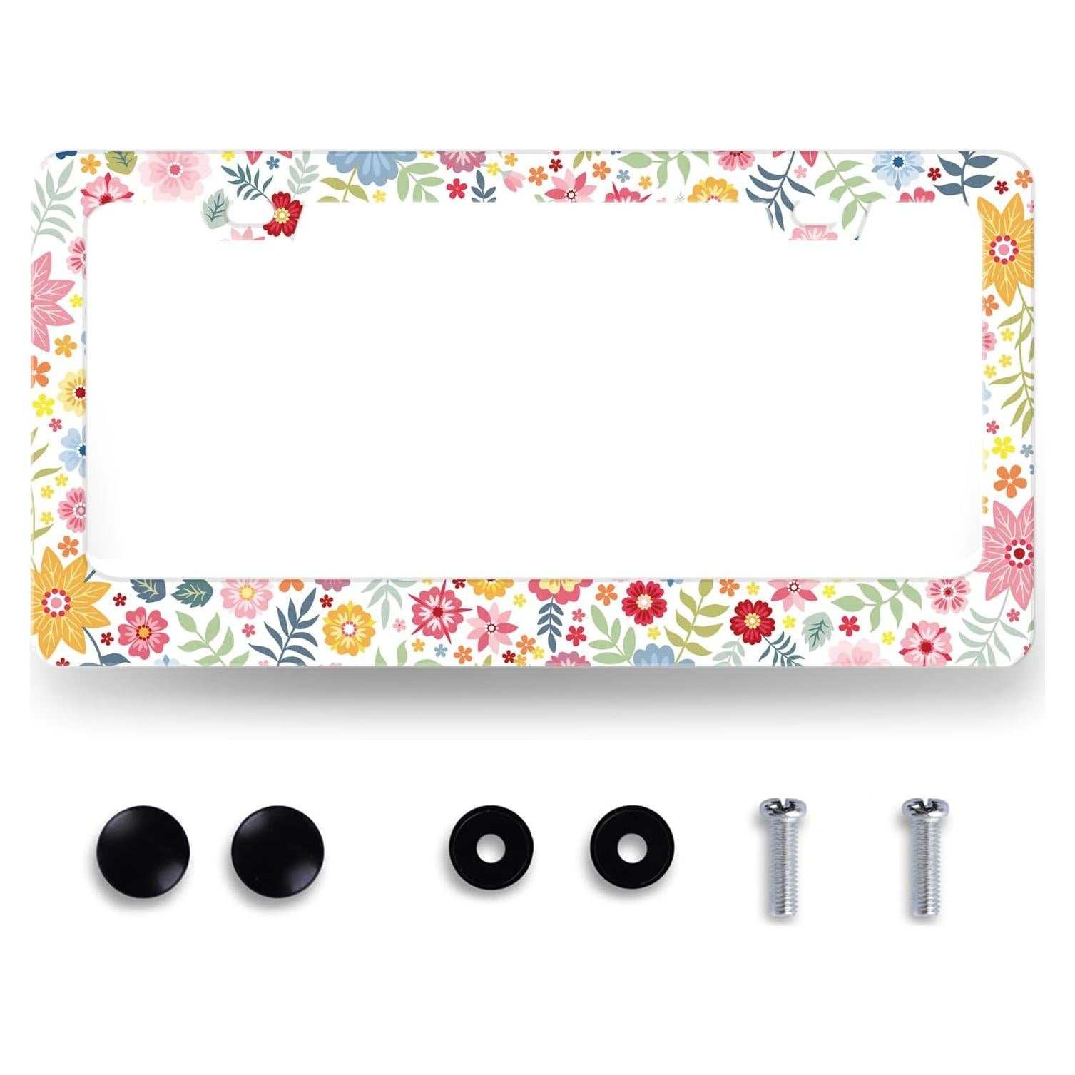 Marco de Placa de Licencia MUAWUOIK Floral Personalizado 31.2x15.9cm