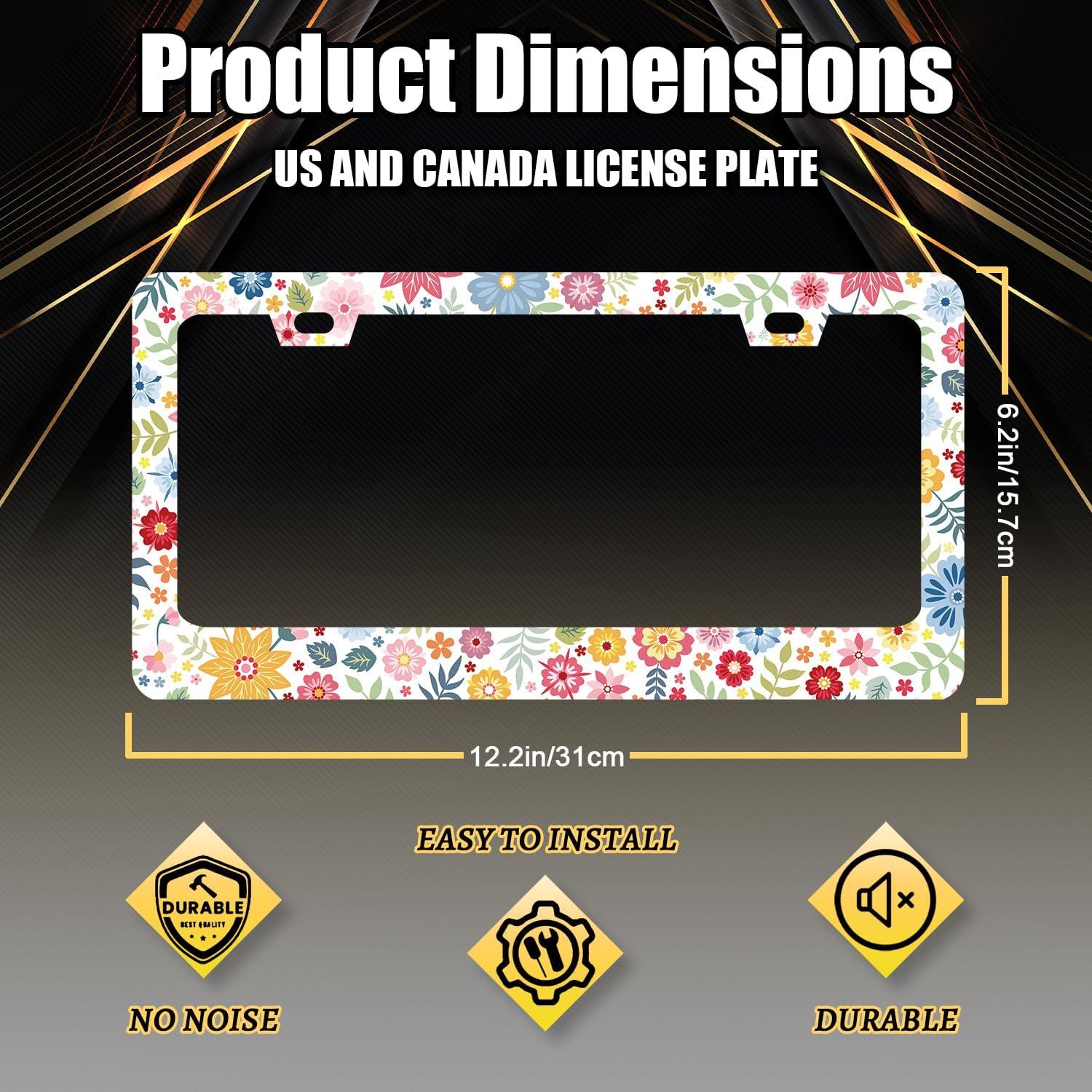 Marco de Placa de Licencia MUAWUOIK Floral Personalizado 31.2x15.9cm