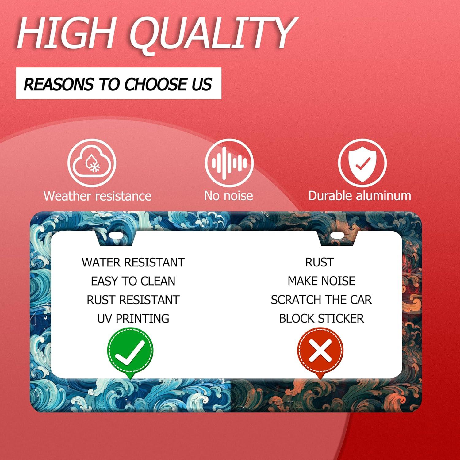 Marco de Placa de Licencia NINANMY Olas del Océano Azul 31.2x16 cm