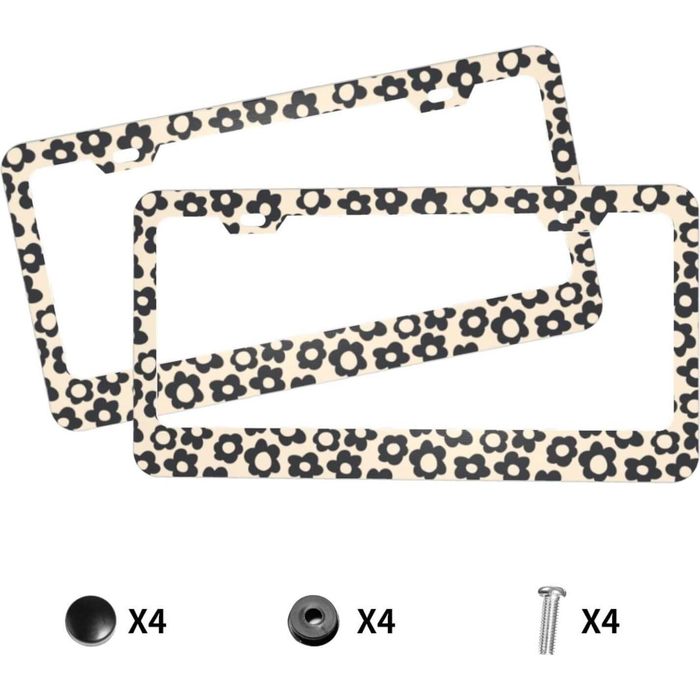 Marcos de Placa de Licencia YANGDADA Vintage Flores 2 Piezas