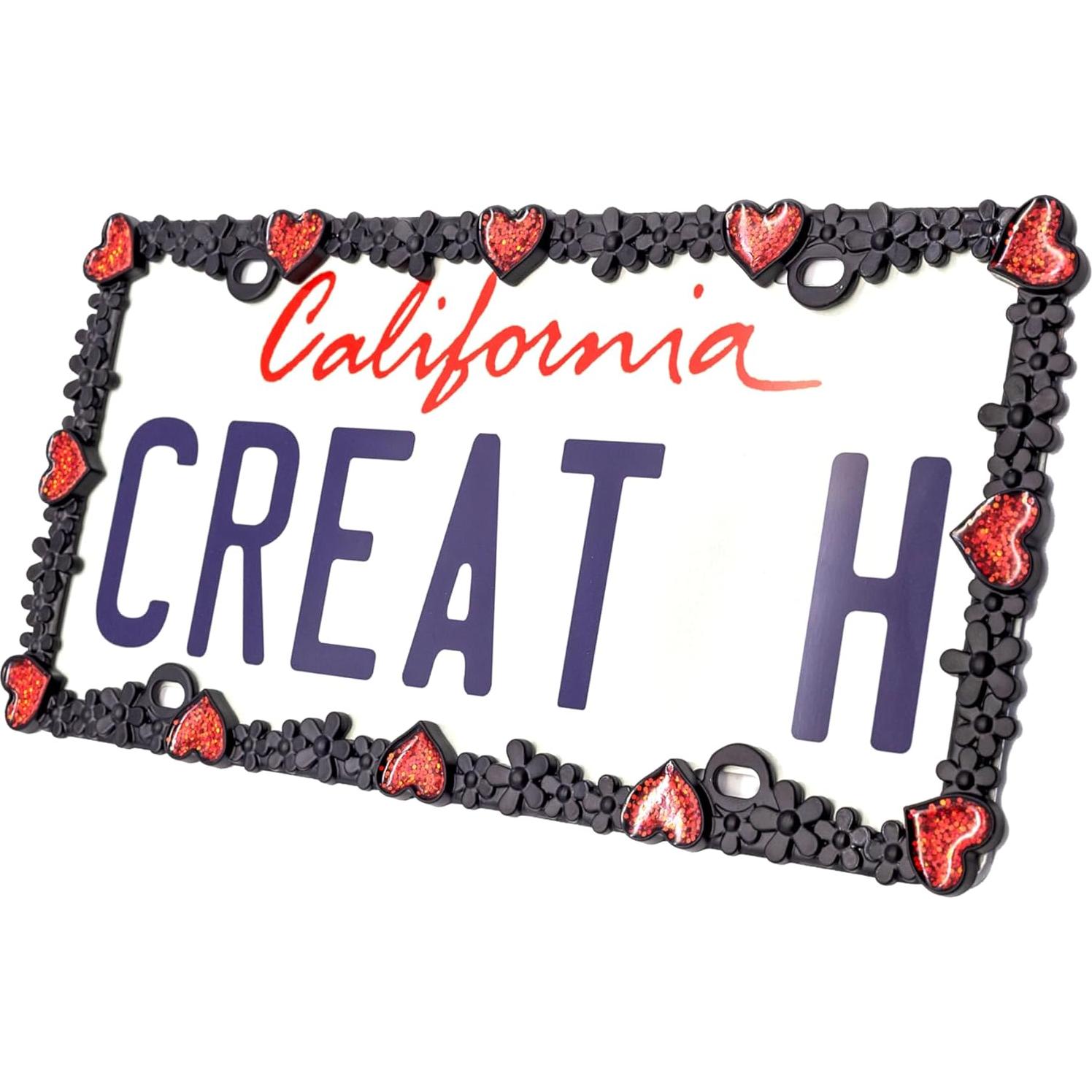 Marco de Placa de Licencia Creathome Corazón 3D Metal 30.5x15.2cm