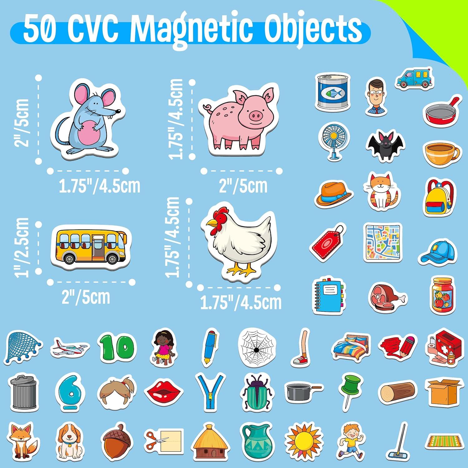 50 Imanes de Objetos CVC SpriteGru para Aprendizaje Infantil