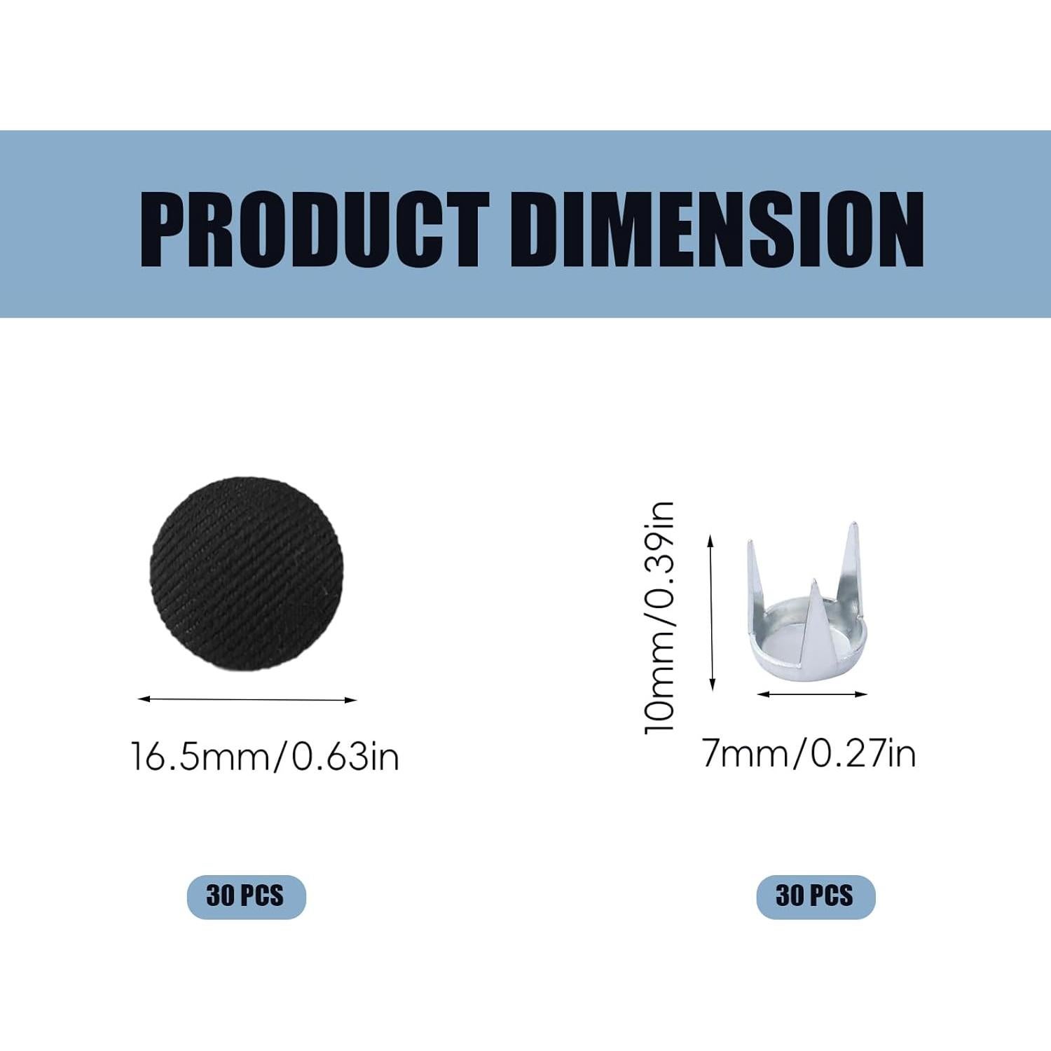 30 Botones a Presión para Gorras Wzttdm - Reemplazo Negro